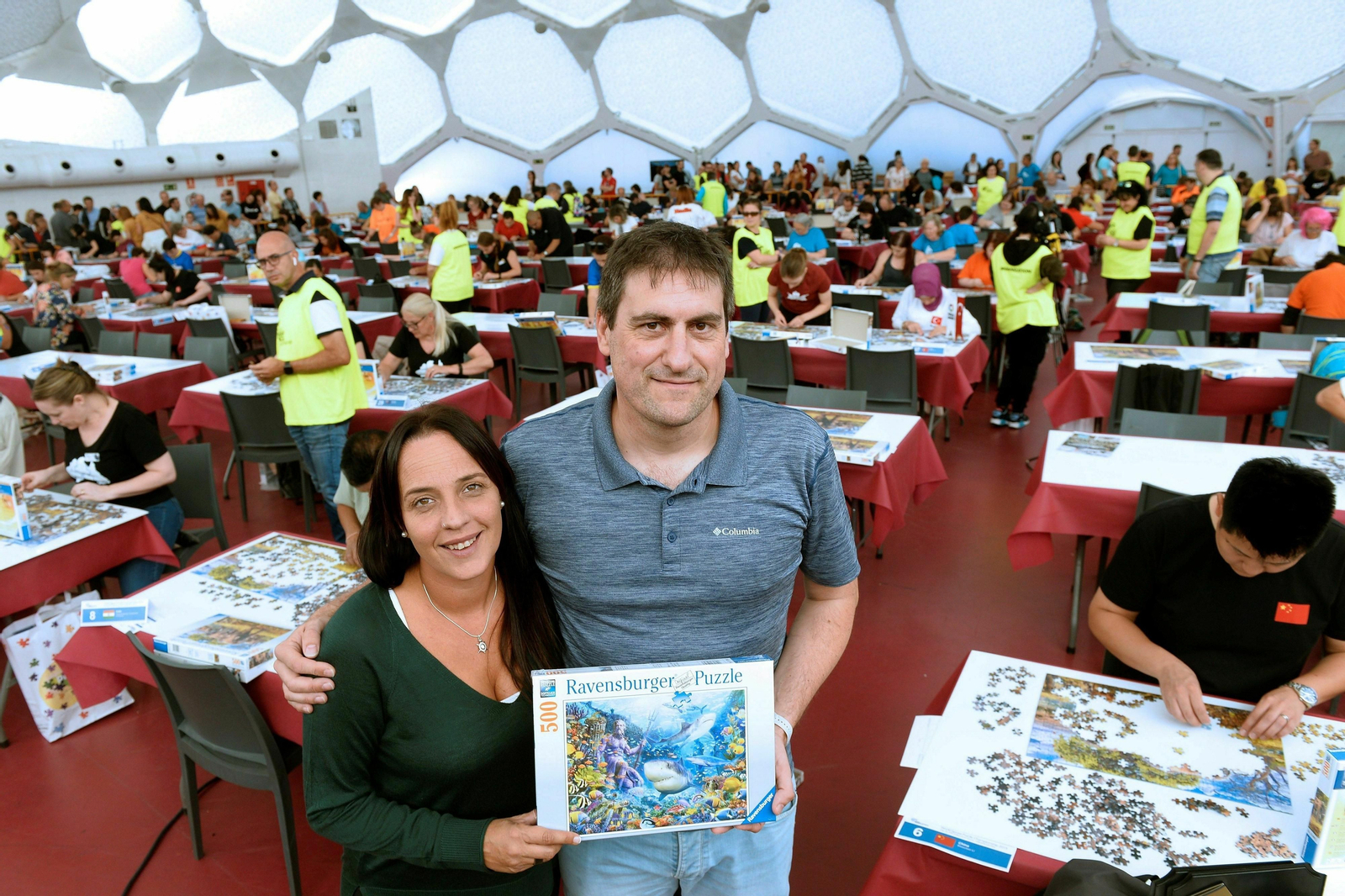 Demelza Becerra y Ángel Heras, en la Cúpula del Milenio de Valladolid.