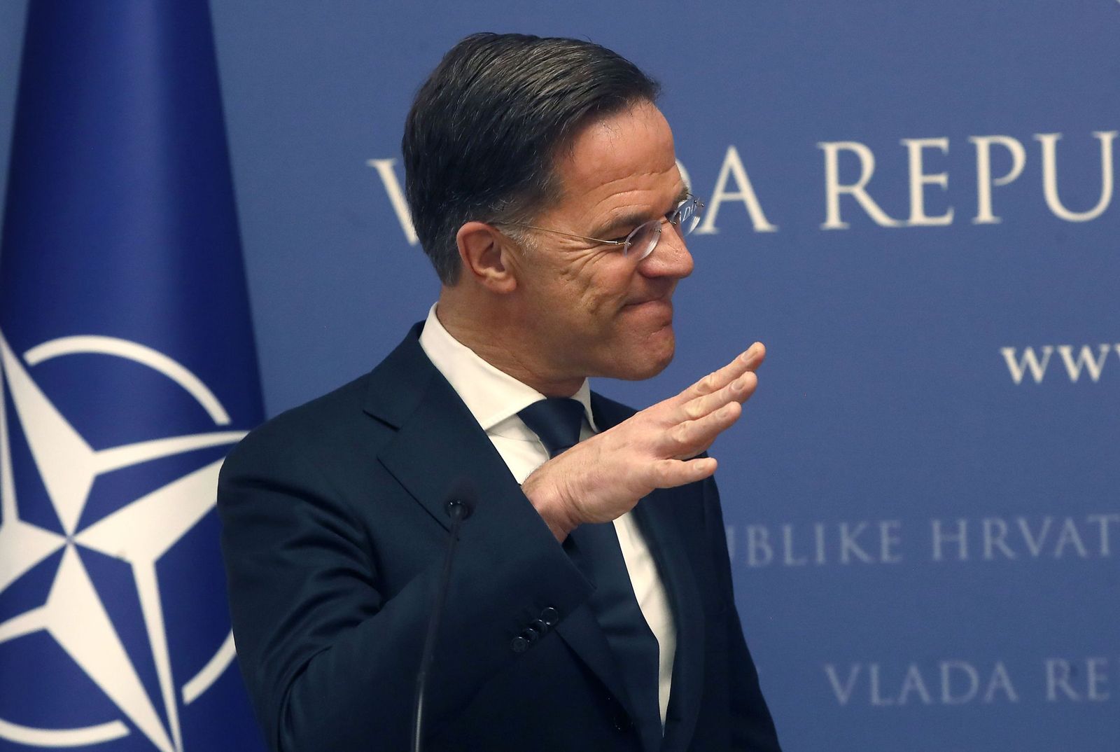 El secretario general de la OTAN, Mark Rutte, este lunes en Zagreb.