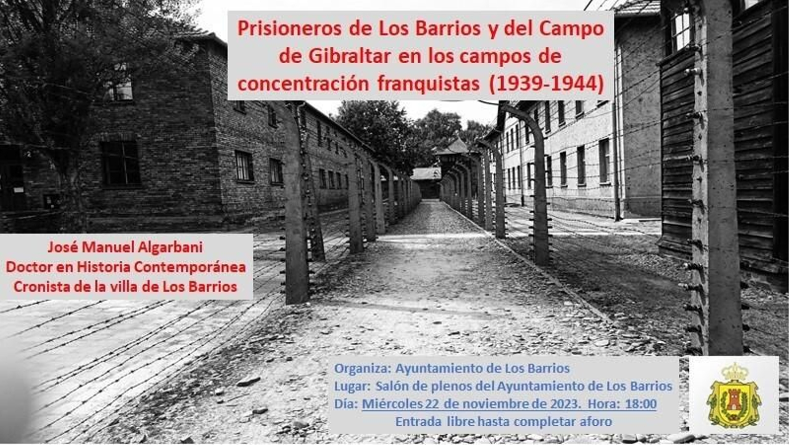 Cartel de la conferencia de Algarbani en Los Barrios.