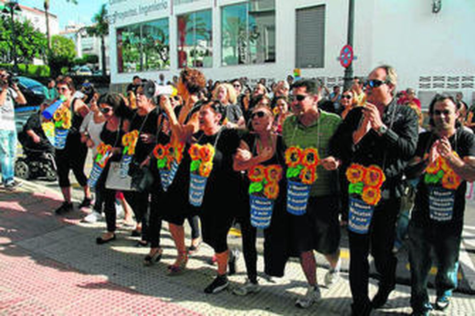 Afectados por el Expediente de Regulación de Empleo, en una protesta.