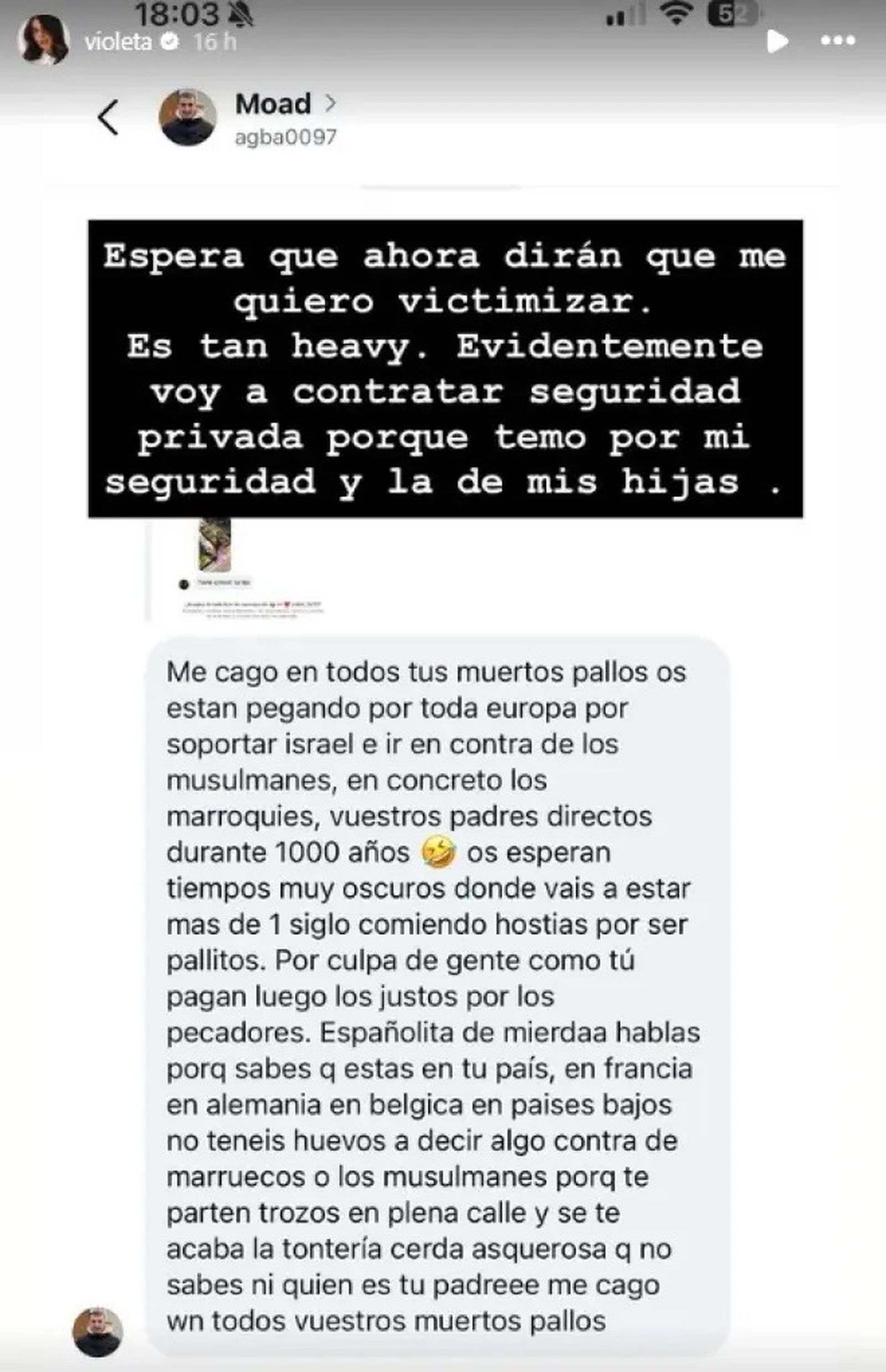 Violeta Mangriñán ha decidido contratar seguridad privada por las amenazas recibidas.
