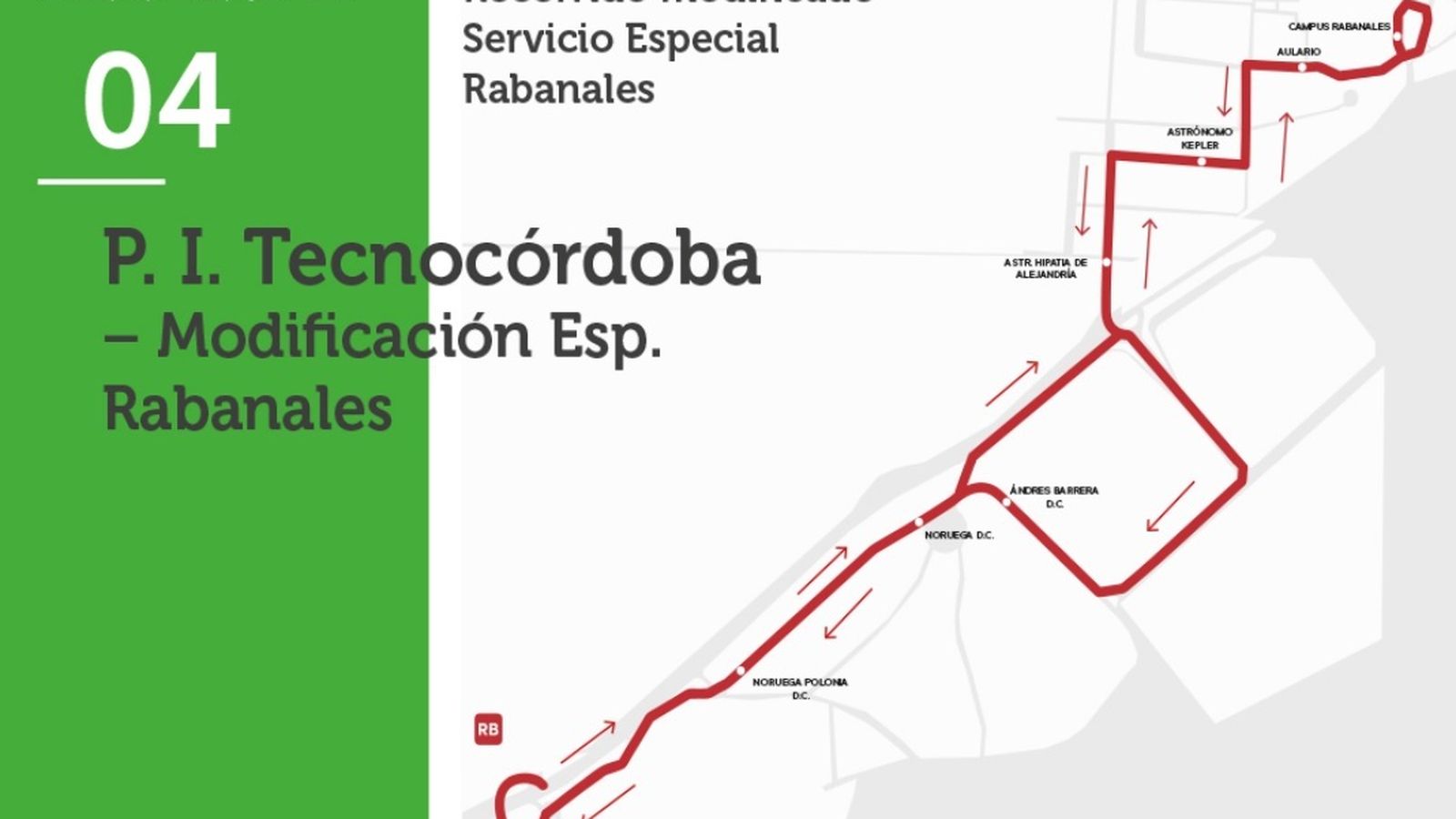 Modificación del servicio especial de Rabanales 21.