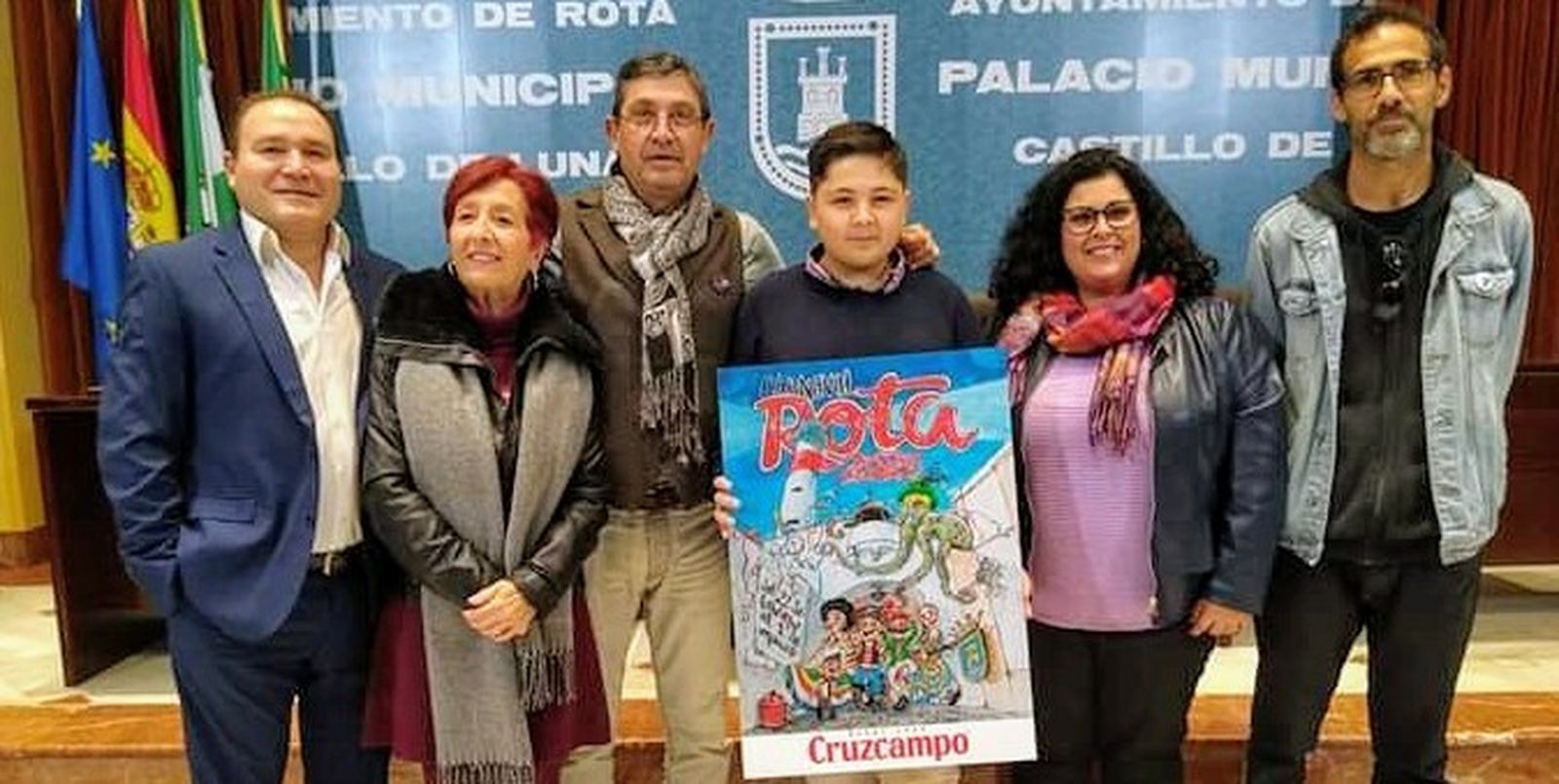 Un momento del acto de presentación del cartel anunciador del próximo Carnaval de Rota.