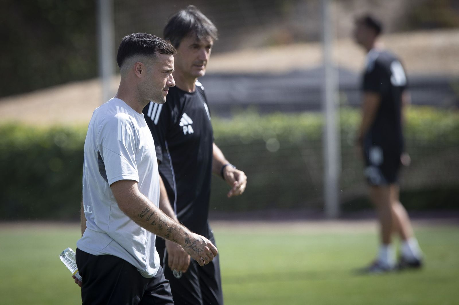 Pacheta y Arnaiz, en la ciudad deportiva durante un entrenamiento
