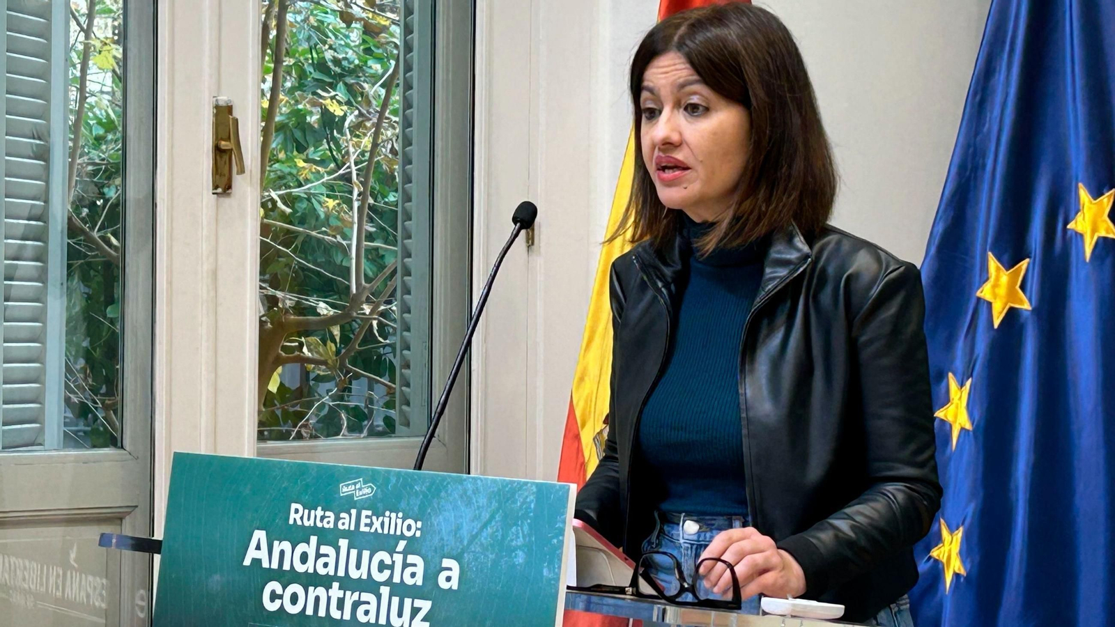 La ministra Sira Rego en el acto de presentación de 'Ruta  al  Exilio : Andalucía a Contraluz'.