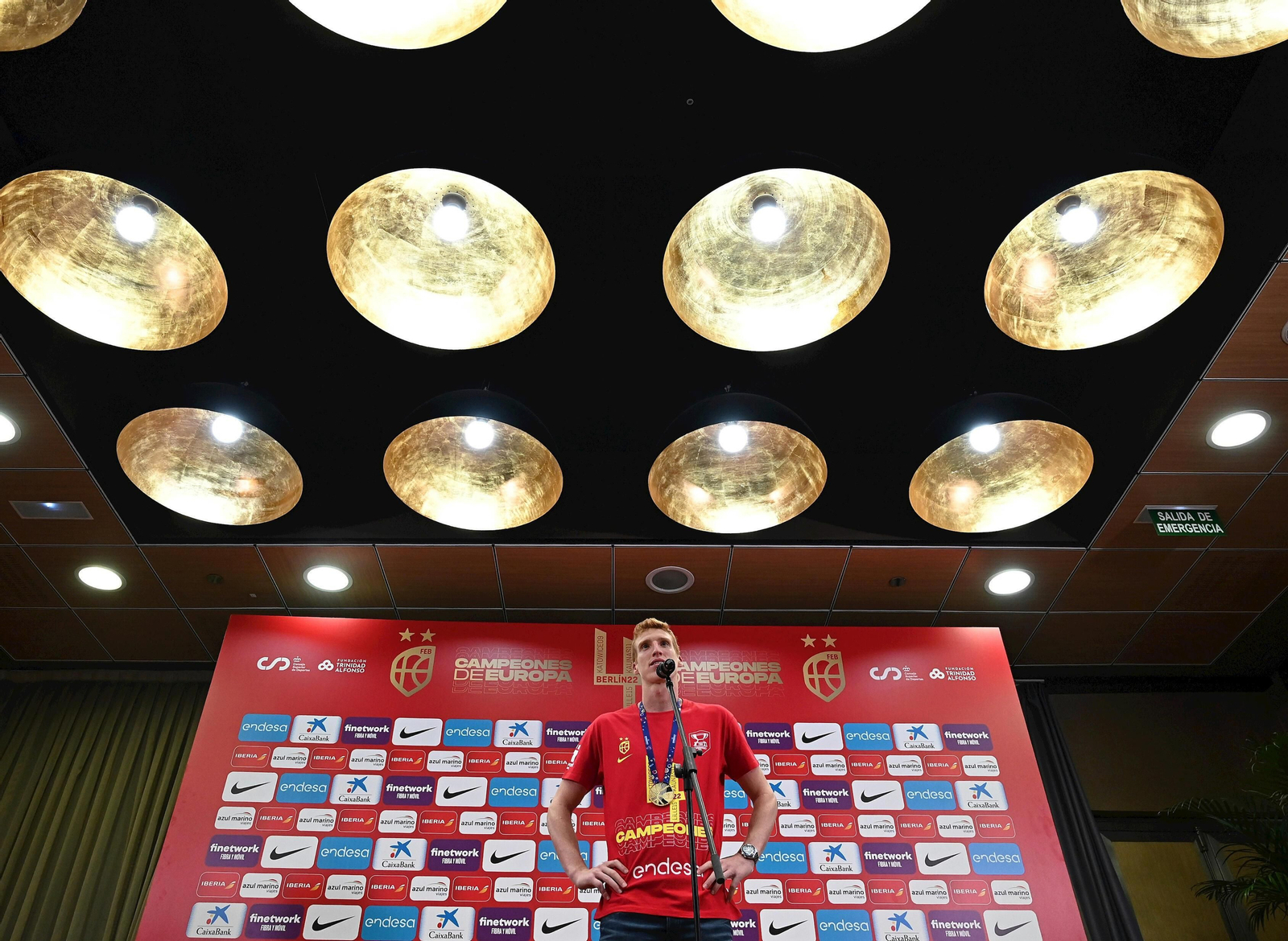 Alberto Díaz, en la celebración del título de España.