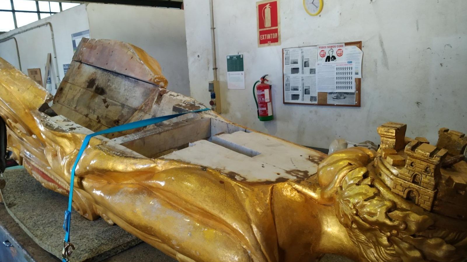 El mascarón del 'Elcano' que representa a la diosa Minerva.