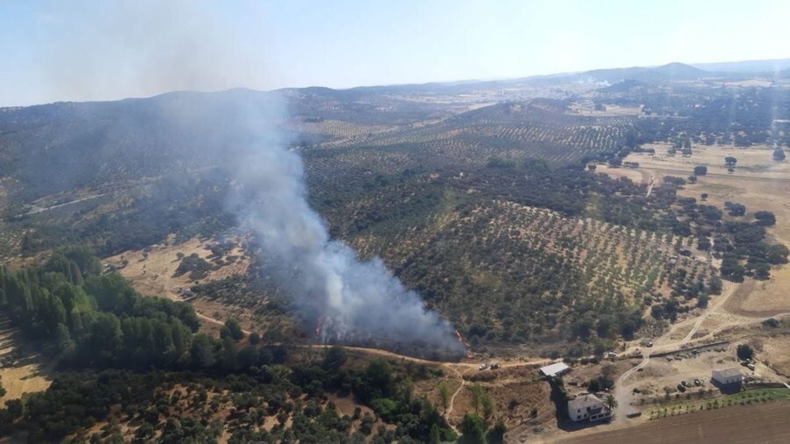 Incendio forestal en un paraje de Alanís.