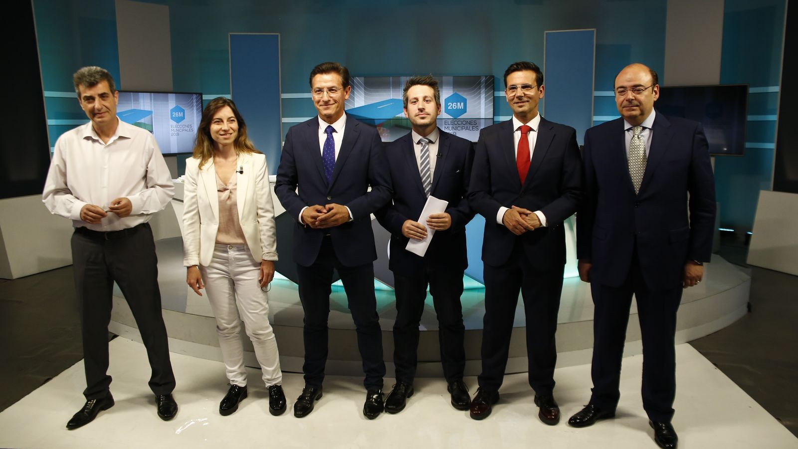 Los candidatos en el debate de TG7.