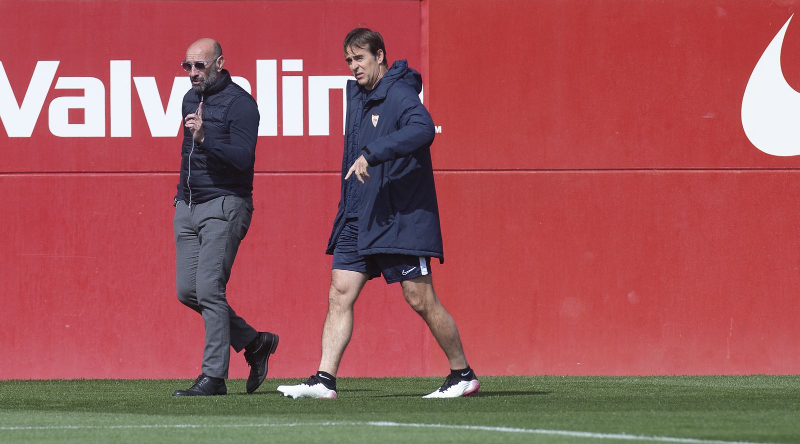 Monchi y Lopetegui, que ayer tuvieron una charla, en la ciudad deportiva.