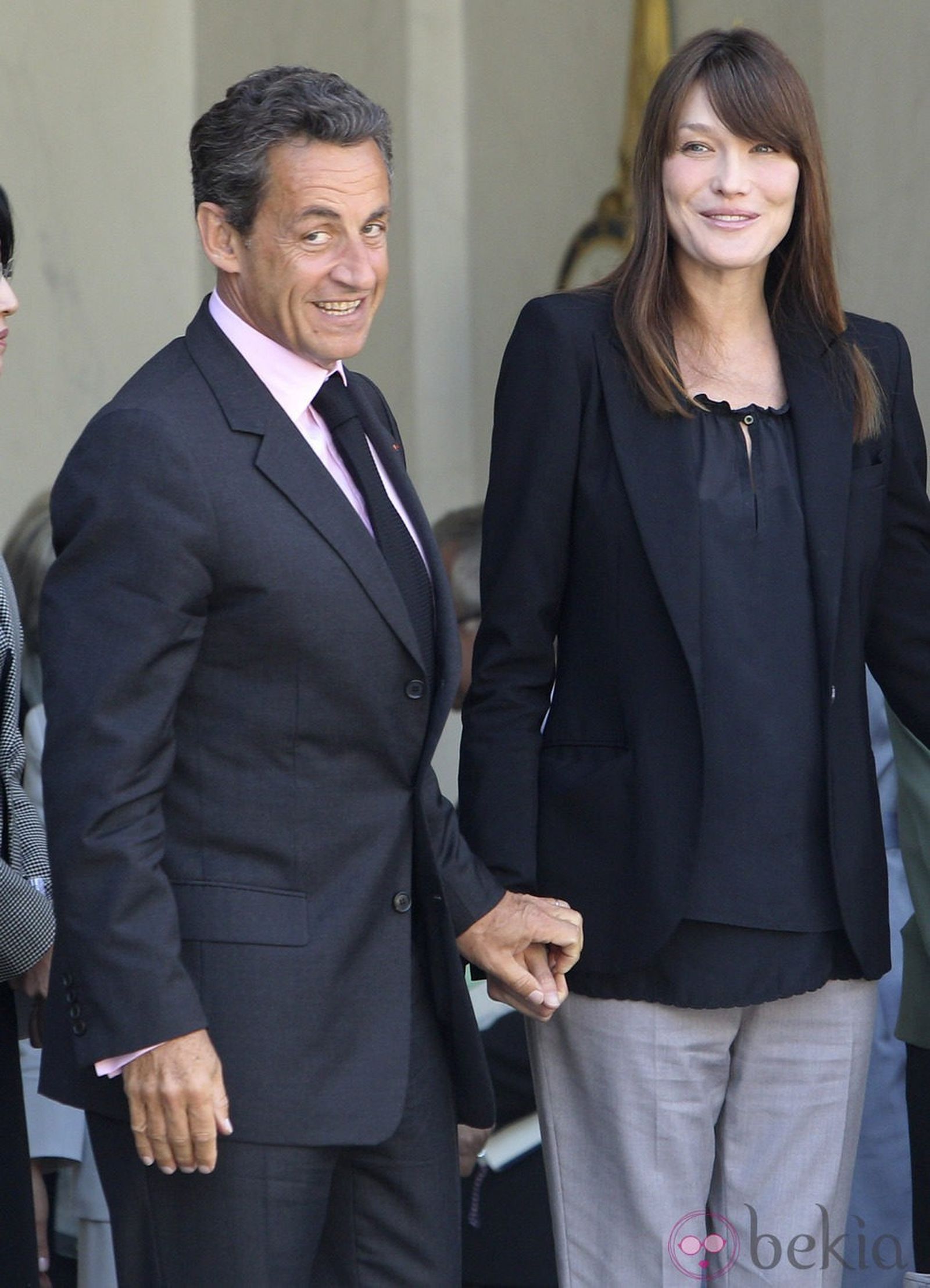 La artista, con su marido, el ex presidente Sarkozy.