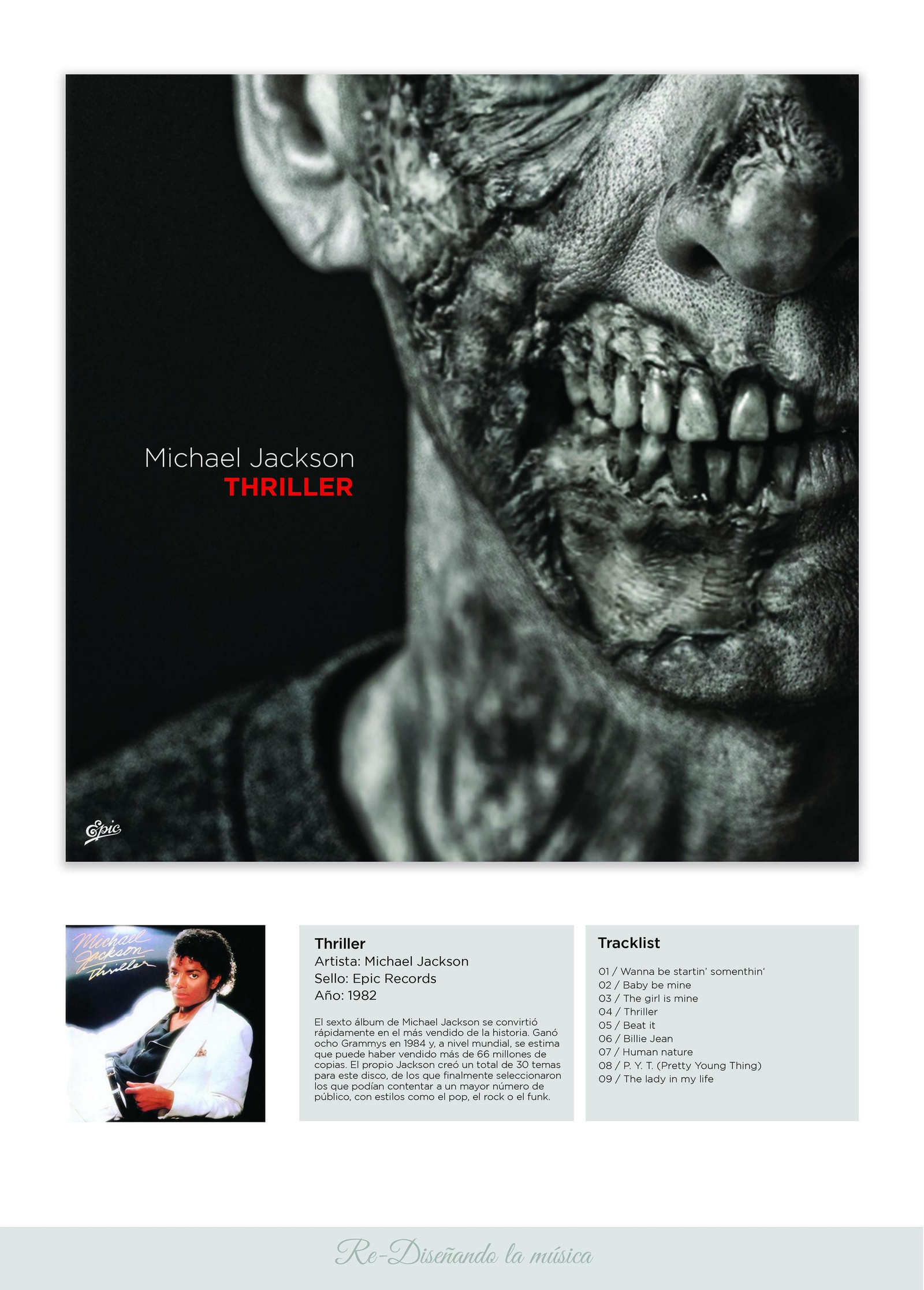 Rediseño de Paco Mármol de la portada de 'Thriller' de Michael Jackson.