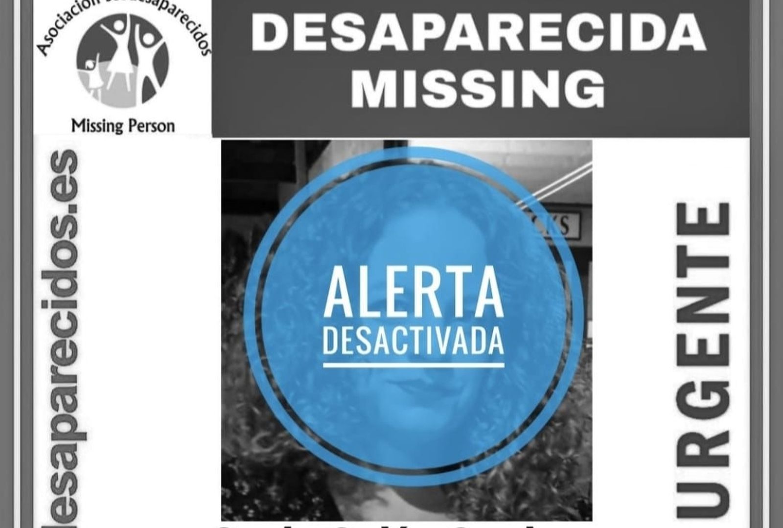 El cartel de SOS Desaparecidos que informa de la localización de la joven sanluqueña Sonia Galán Cordero.