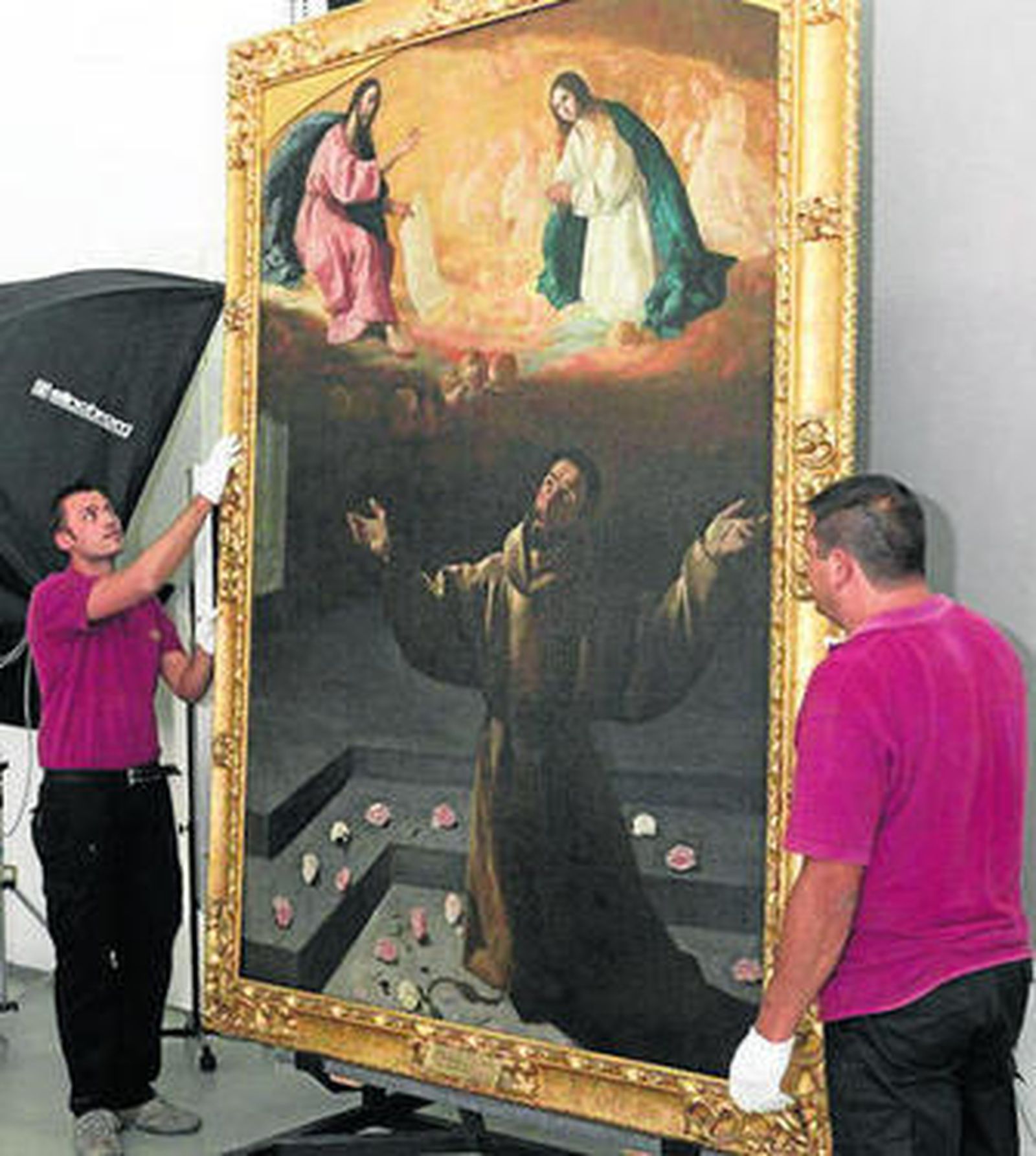 'La Porciúncula', uno de los cuadros que aporta el Museo de Cádiz, fue restaurado antes de su préstamo.