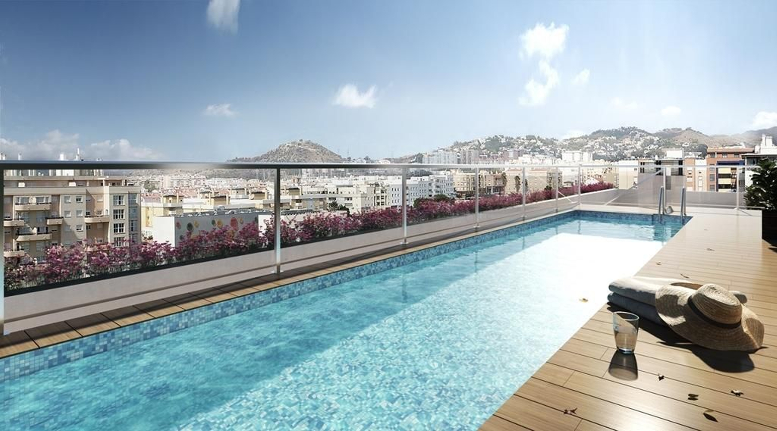 Recreación de las vistas de la terraza del edificio 'Kane' de Aedas Homes en Málaga.