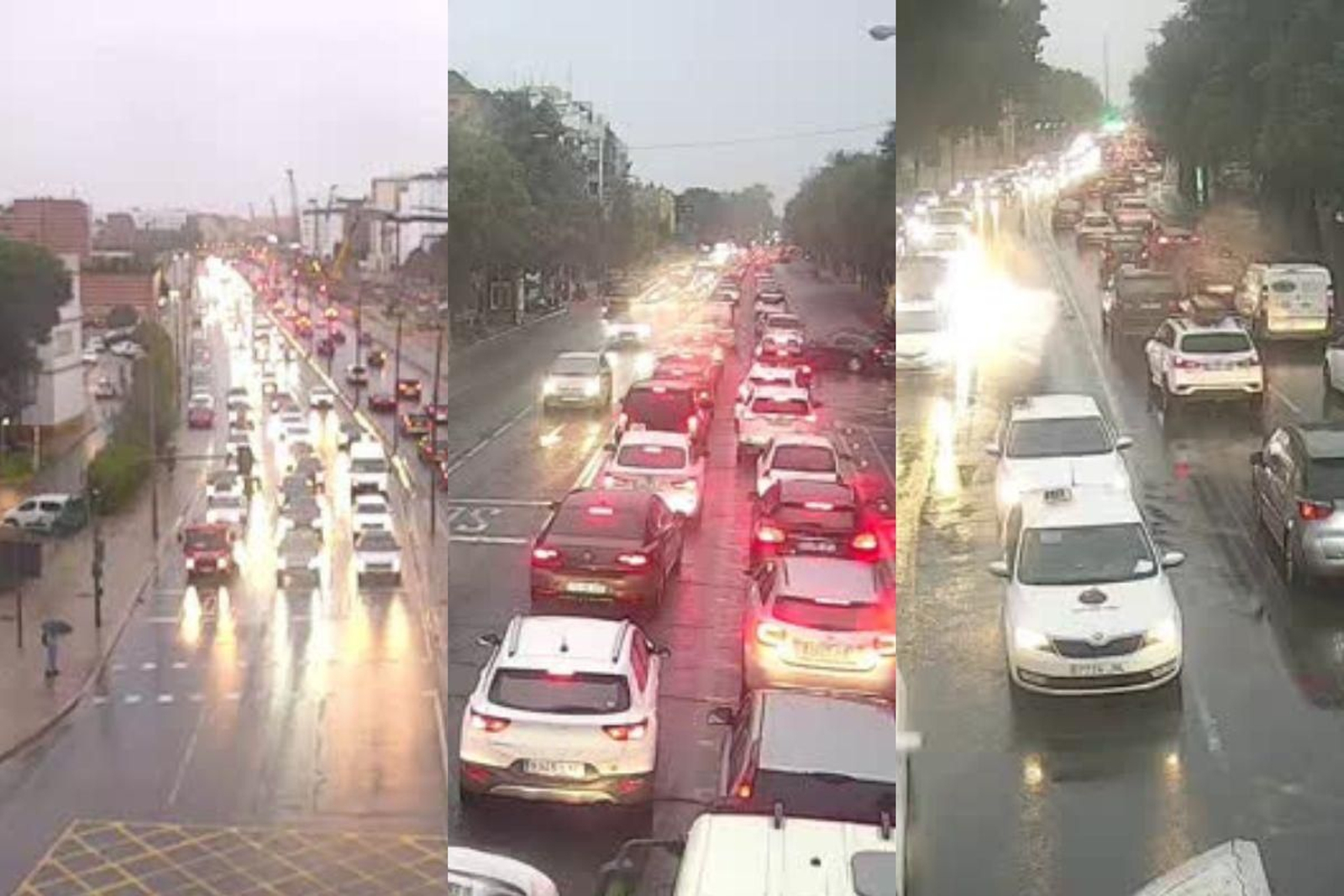 La lluvia que trae la Borrasca Claudia dificultó la circulación en Sevilla