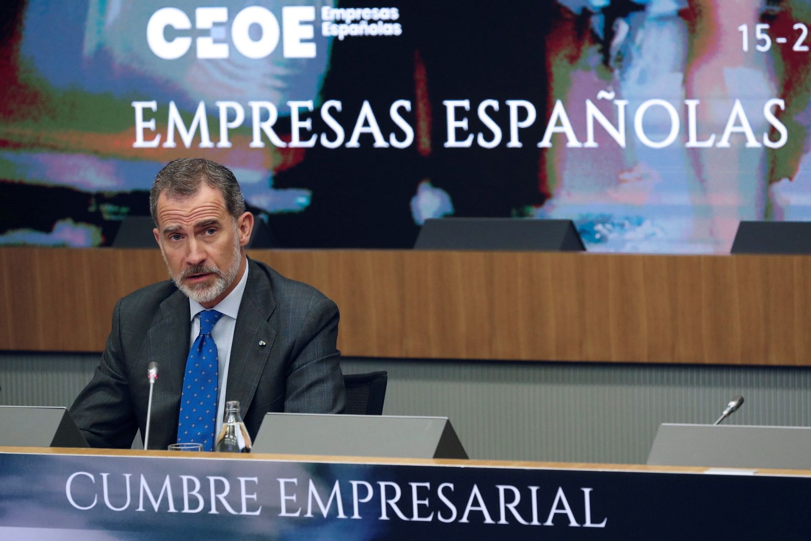 El rey Felipe VI durante su intervención para clausurar la cumbre de la CEOE.