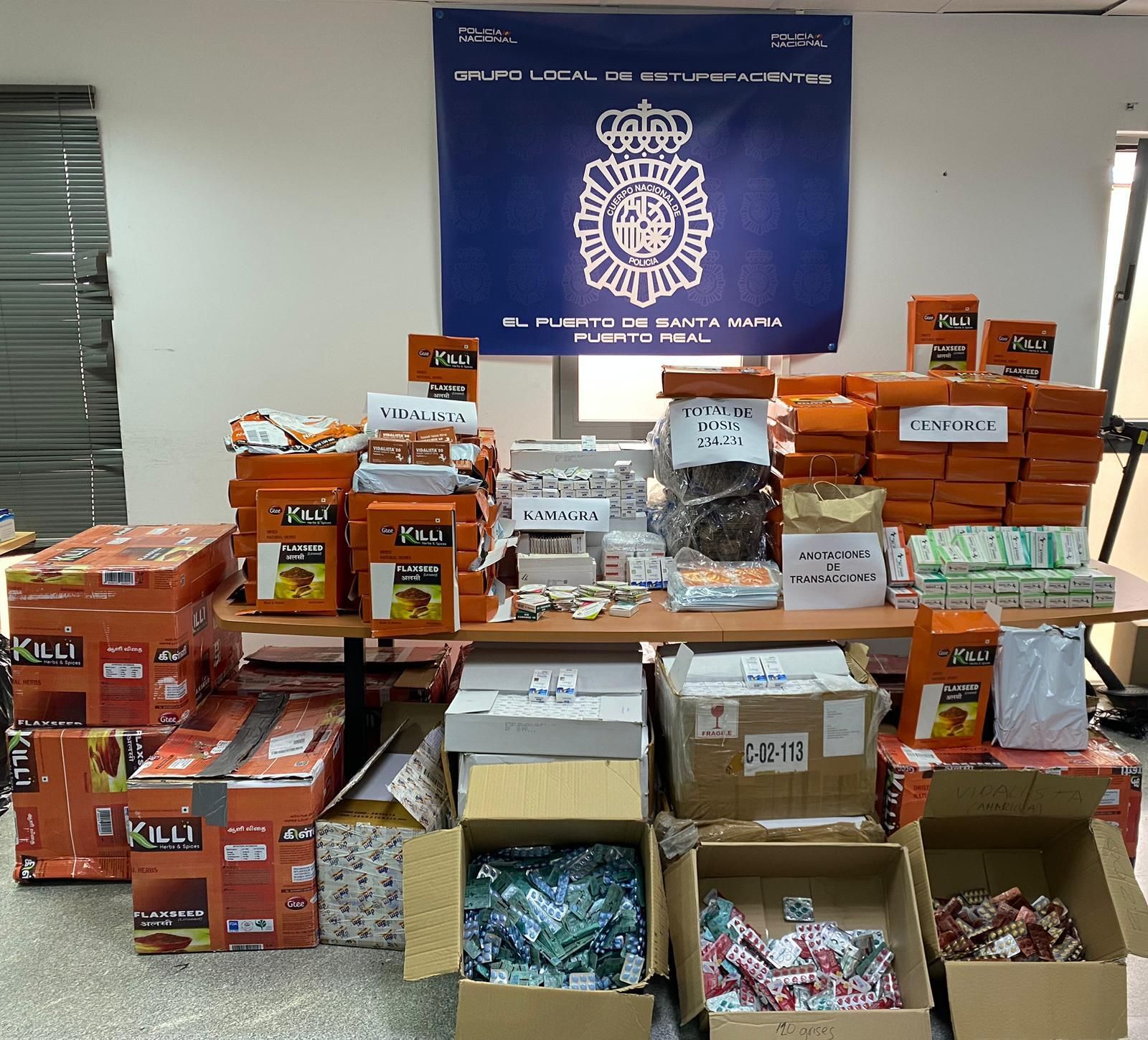 Los fármacos de disfunción erectil intervenidos en Puerto Real.