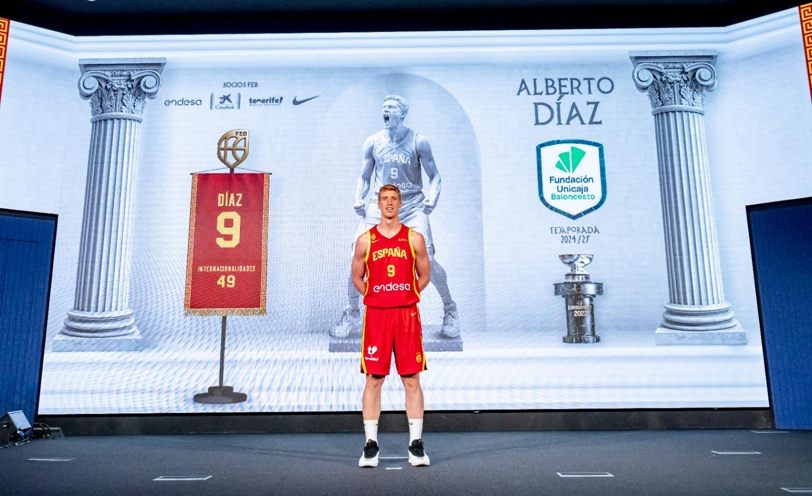 Alberto Díaz y Mario Saint-Supéry, en la presentación de España para el Eurobasket