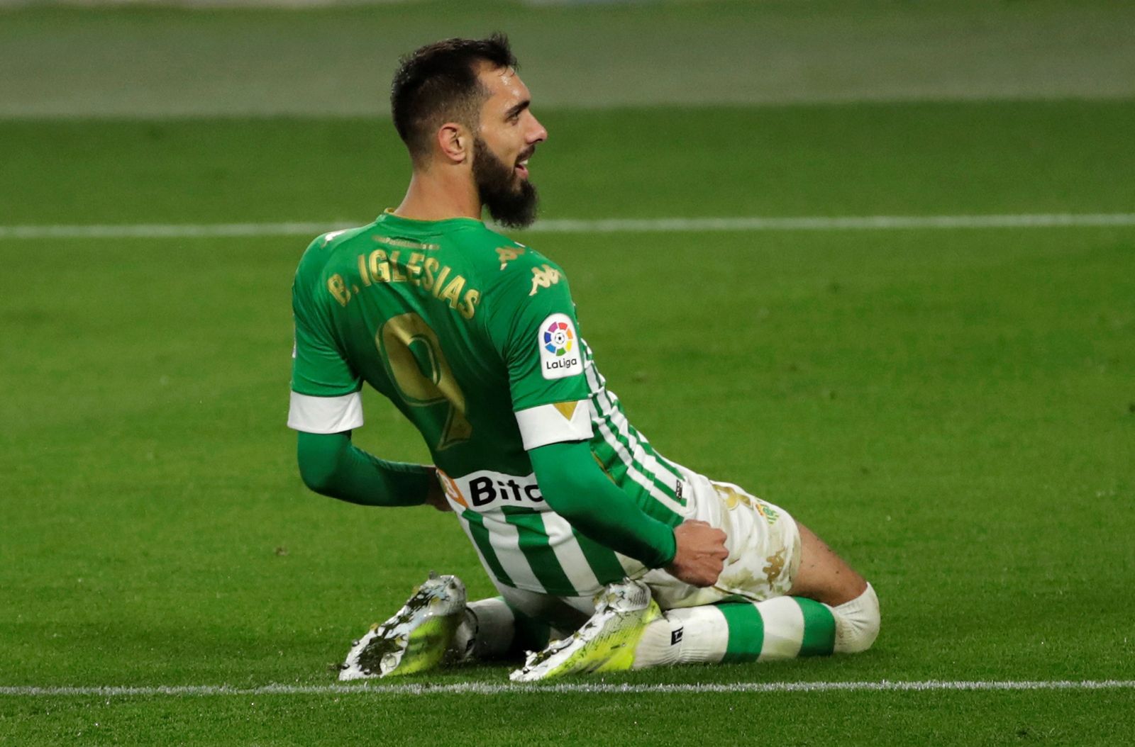 Borja Iglesias celebra su gol al Getafe.
