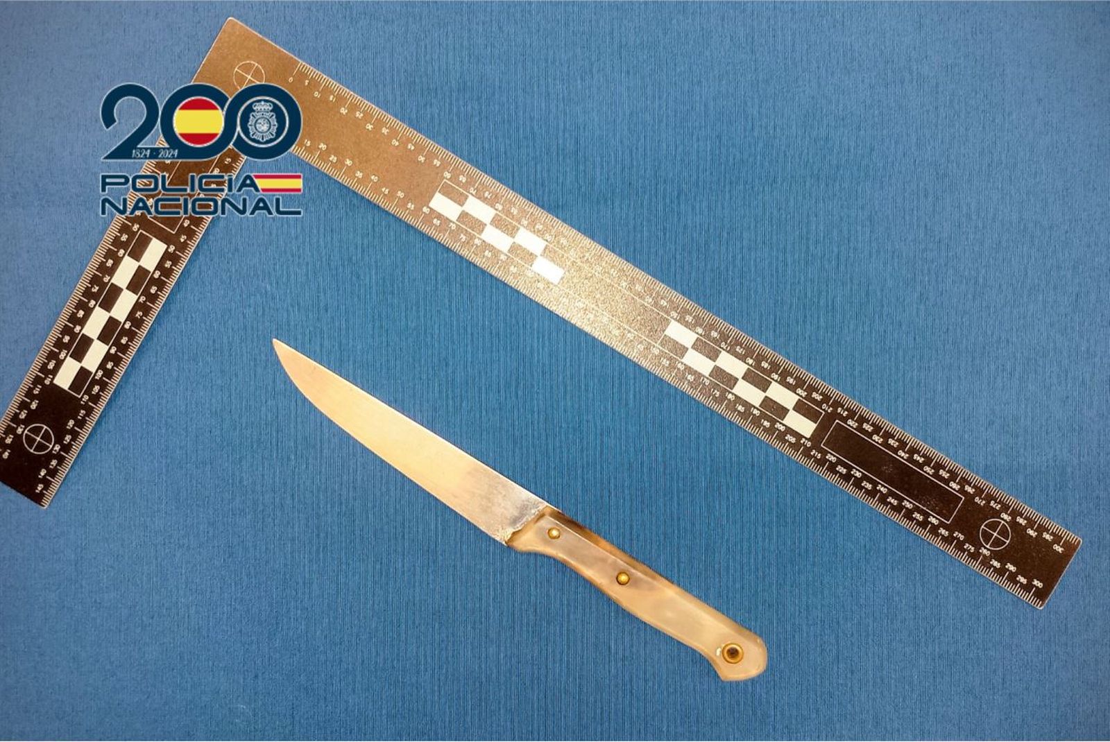 Cuchillo de 12 centímetros de hoja que portaba el detenido.