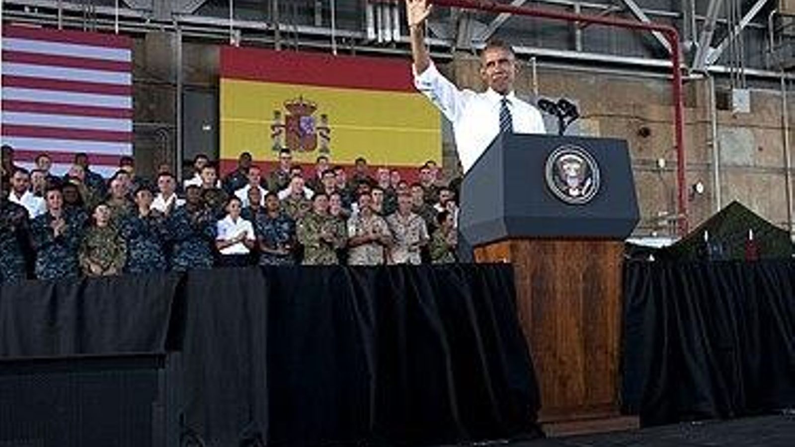 El presidente estadounidense Barack Obama de visita en la base en el año 2016. El presidente estadounidense Barack Obama de visita en la base en el año 2016.