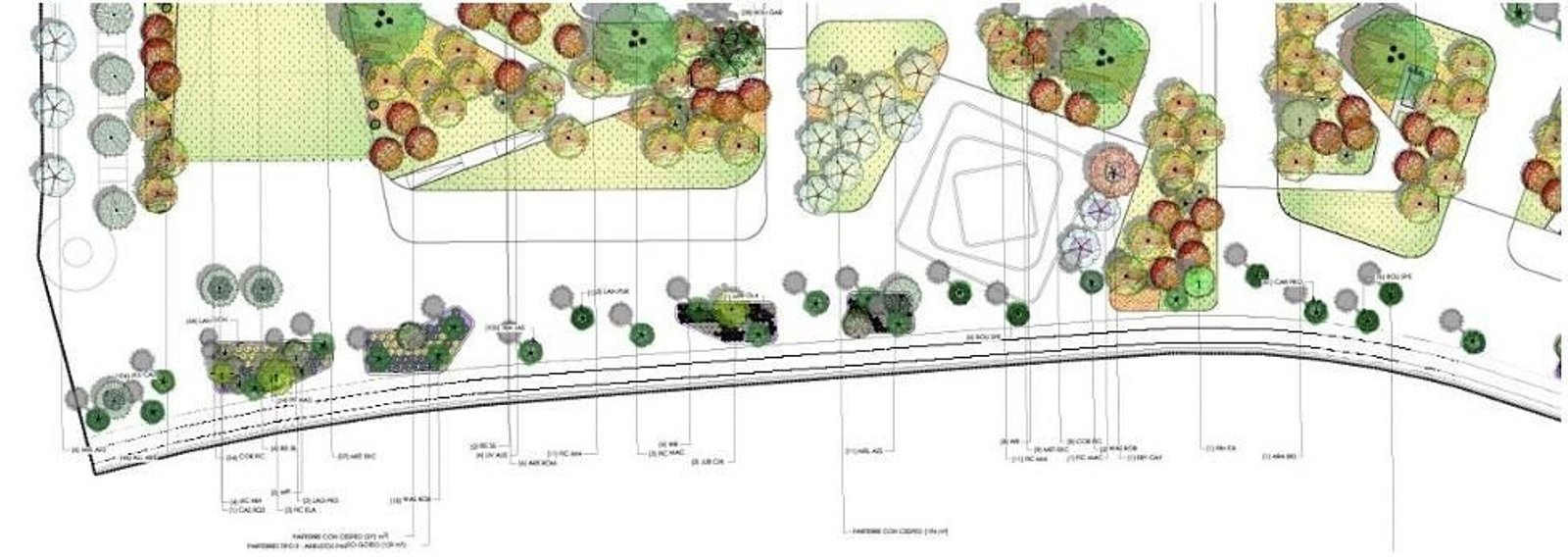 Detalle del arbolado que discurrirá por el paseo marítimo del parque de La Magdalena, en San Fernando