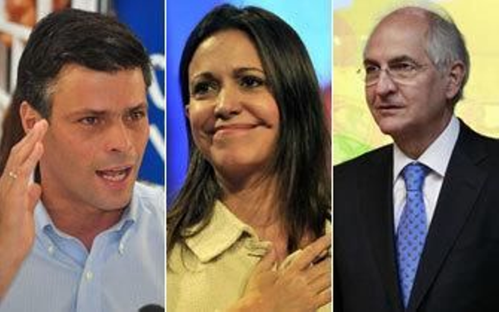 Leopoldo López Ledesma, María Corina Machado Parisca y Antonio Ledezma Díaz.