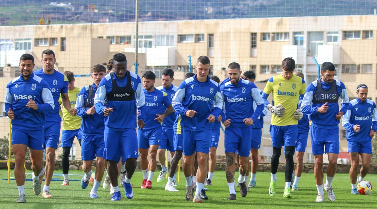 La plantilla del Melilla, en un entrenamiento de esta semana previa al encuentro contra el Xerez DFC.
