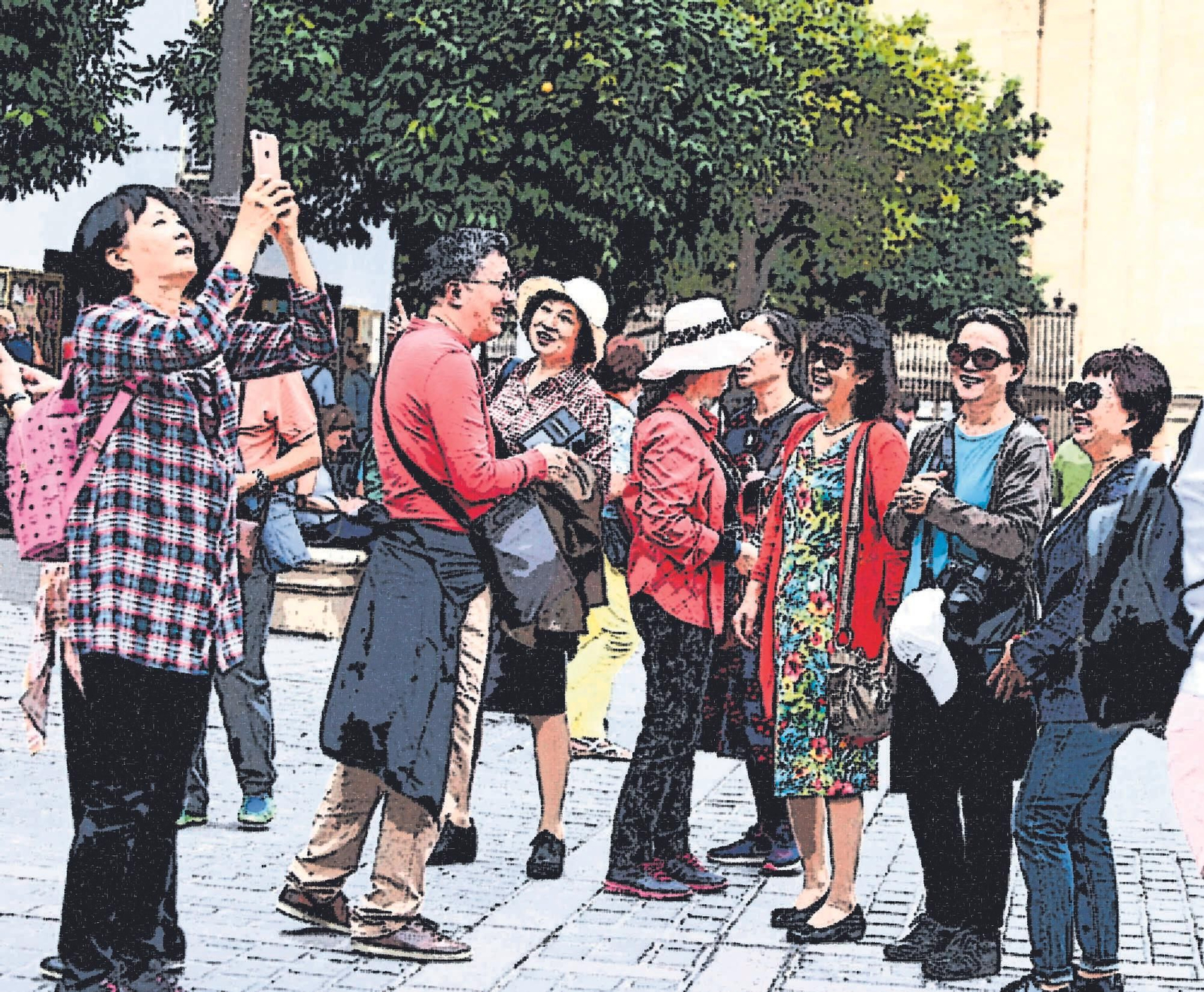 Turistas en el centro de la ciudad.