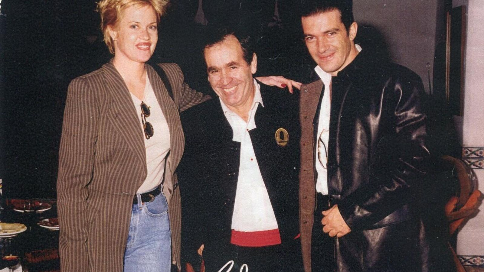Vicente Sánchez García junto a Melanie Griffith y Antonio Banaderas, bodegas Sandeman.