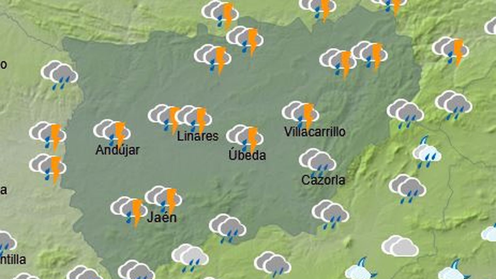 Mapa de la previsión de este viernes para la provincia según la Aemet