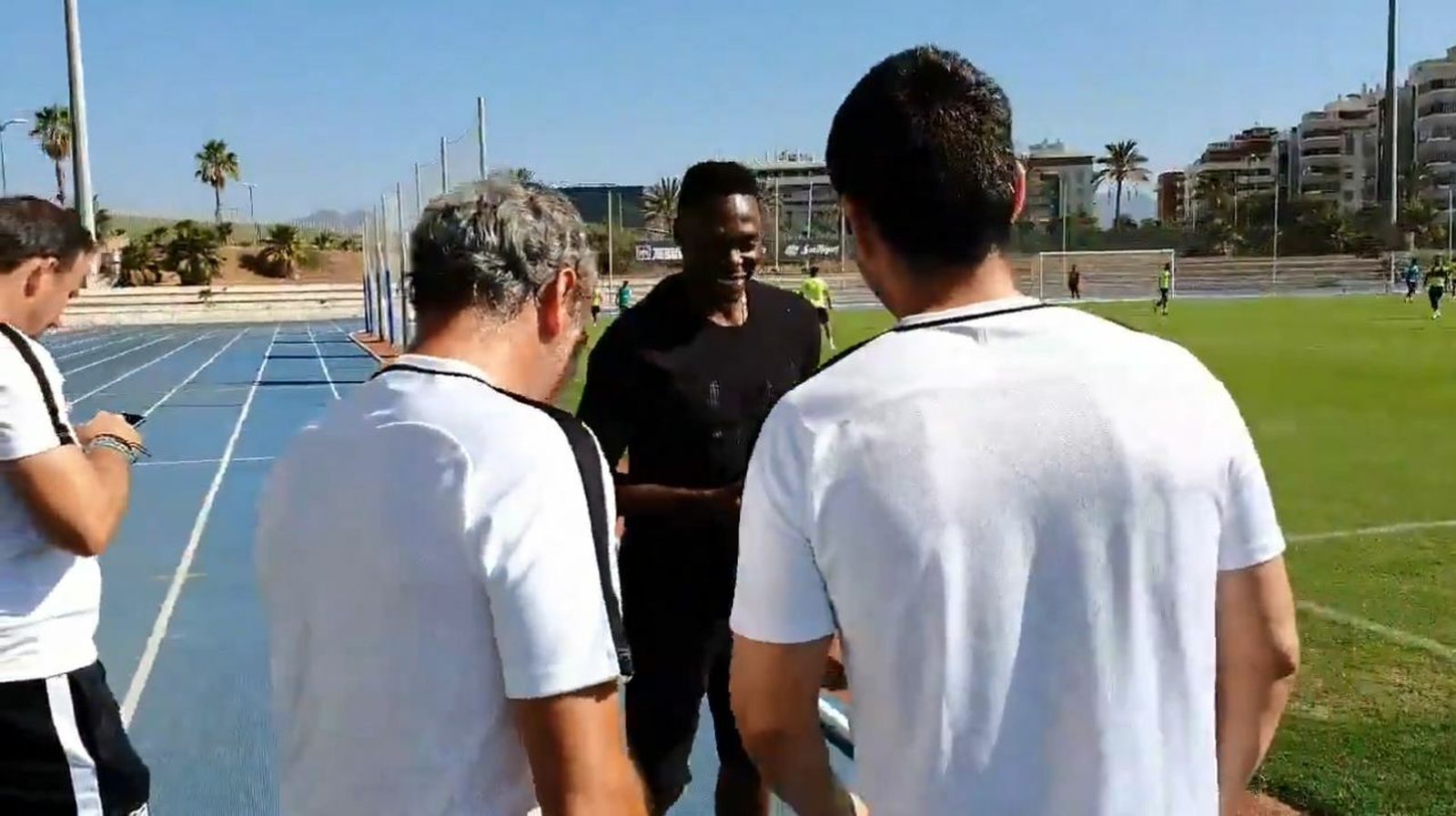 Kameni, en una visita reciente al entrenamiento del Málaga.