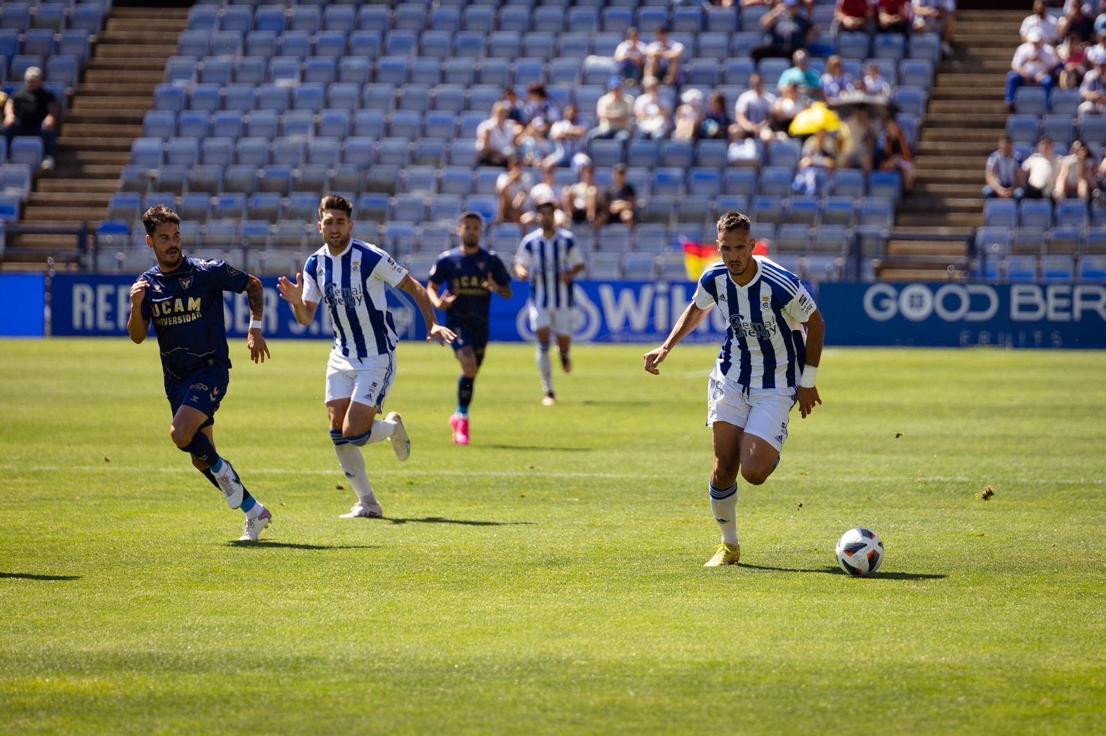 Partido entre el Recreativo de Huelva y el UCAM Murcia, el pasado domingo.