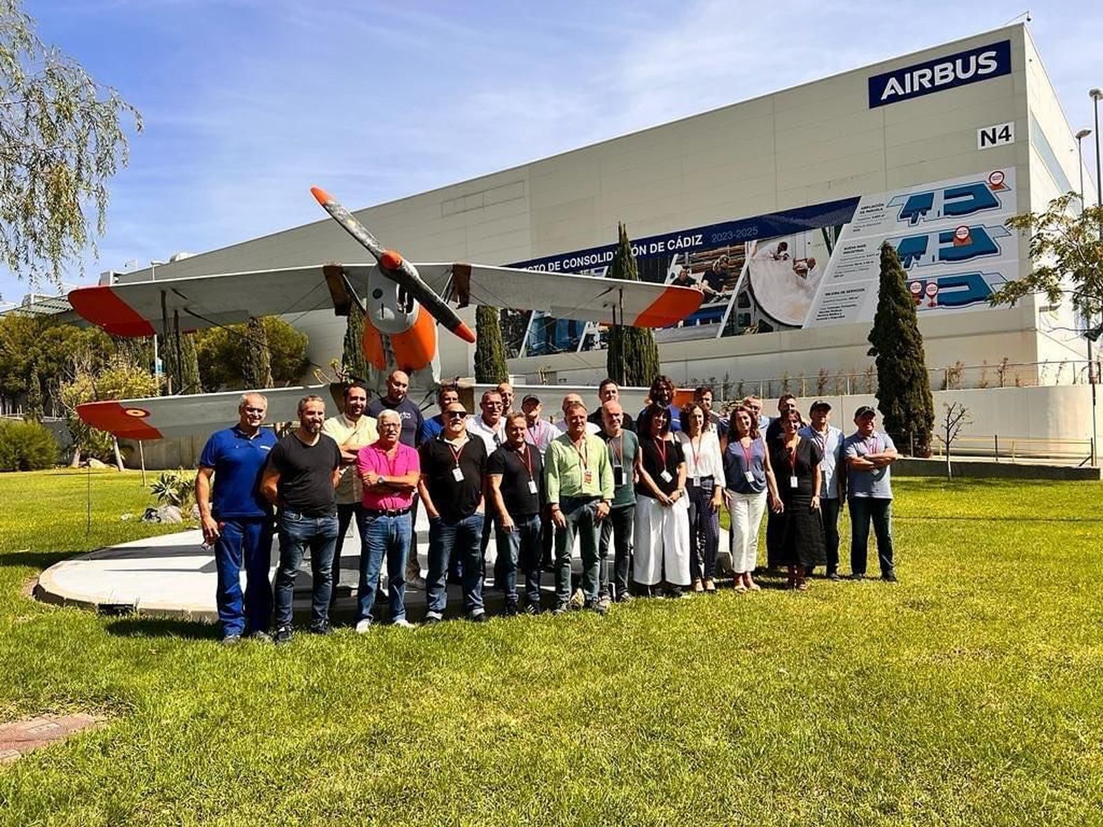 Los representantes sindicales de Airbus Cádiz.