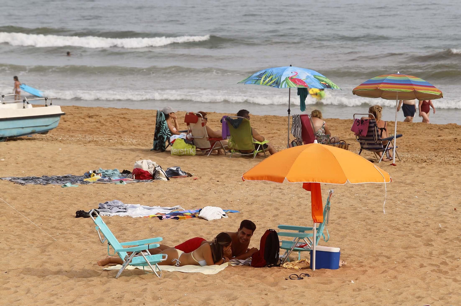 Ambiente en la playa de Mazagón en la tarde del martes, en imágenes