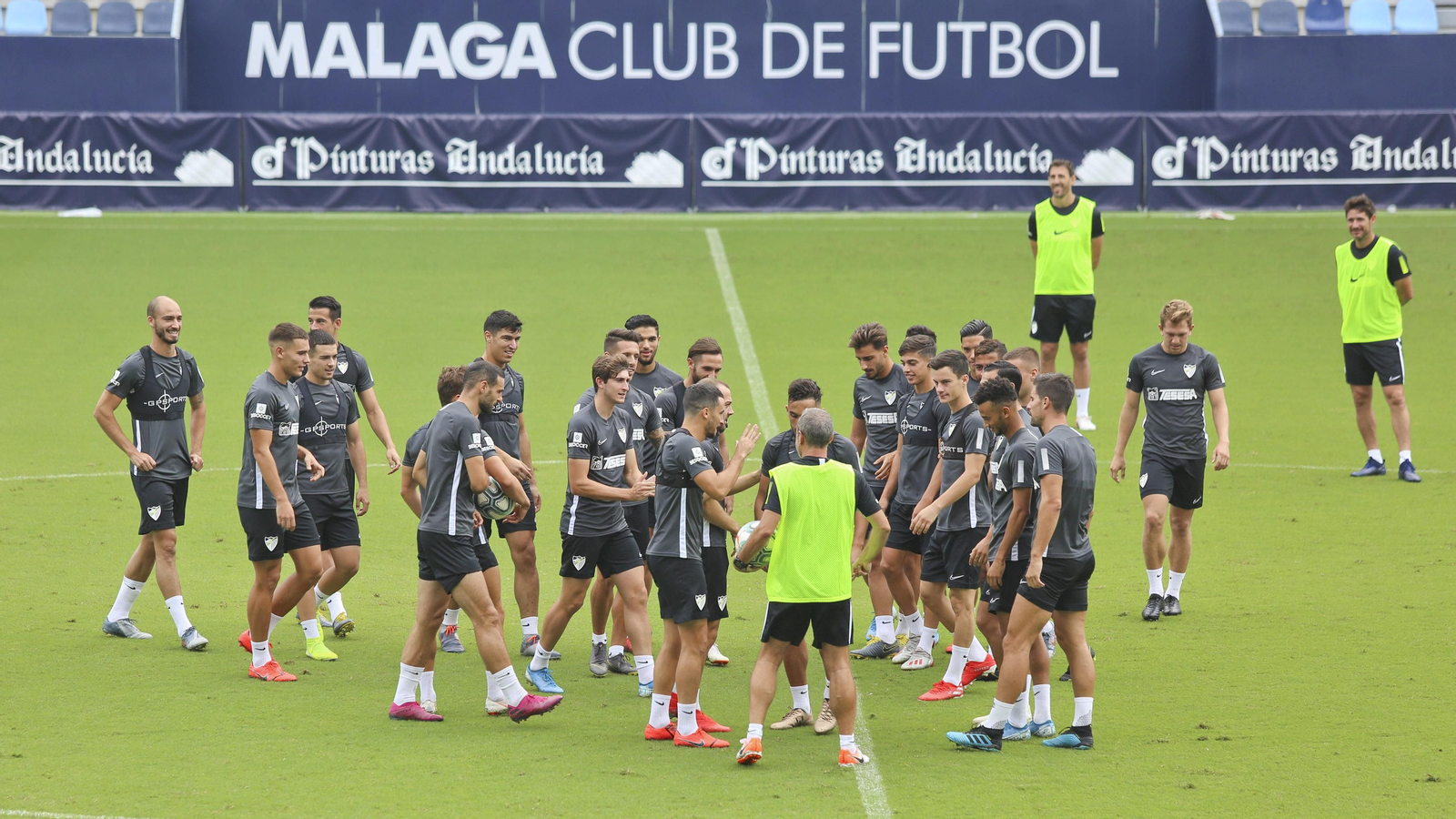 Una imagen del entrenamiento de ayer.
