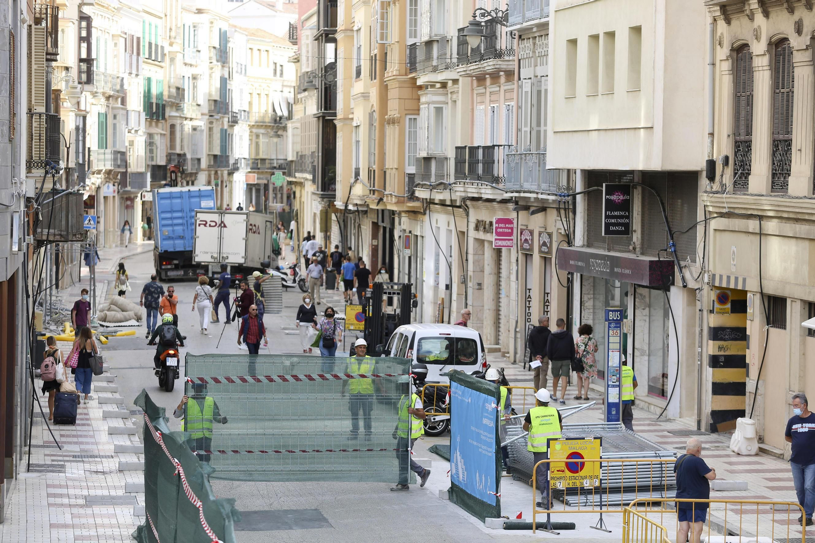 La calle Carretería de Málaga ya está en obras, en fotos
