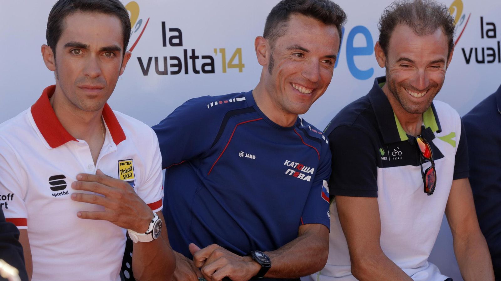 Alberto Contador, Purito Rodríguez y Alejandro Valverde.