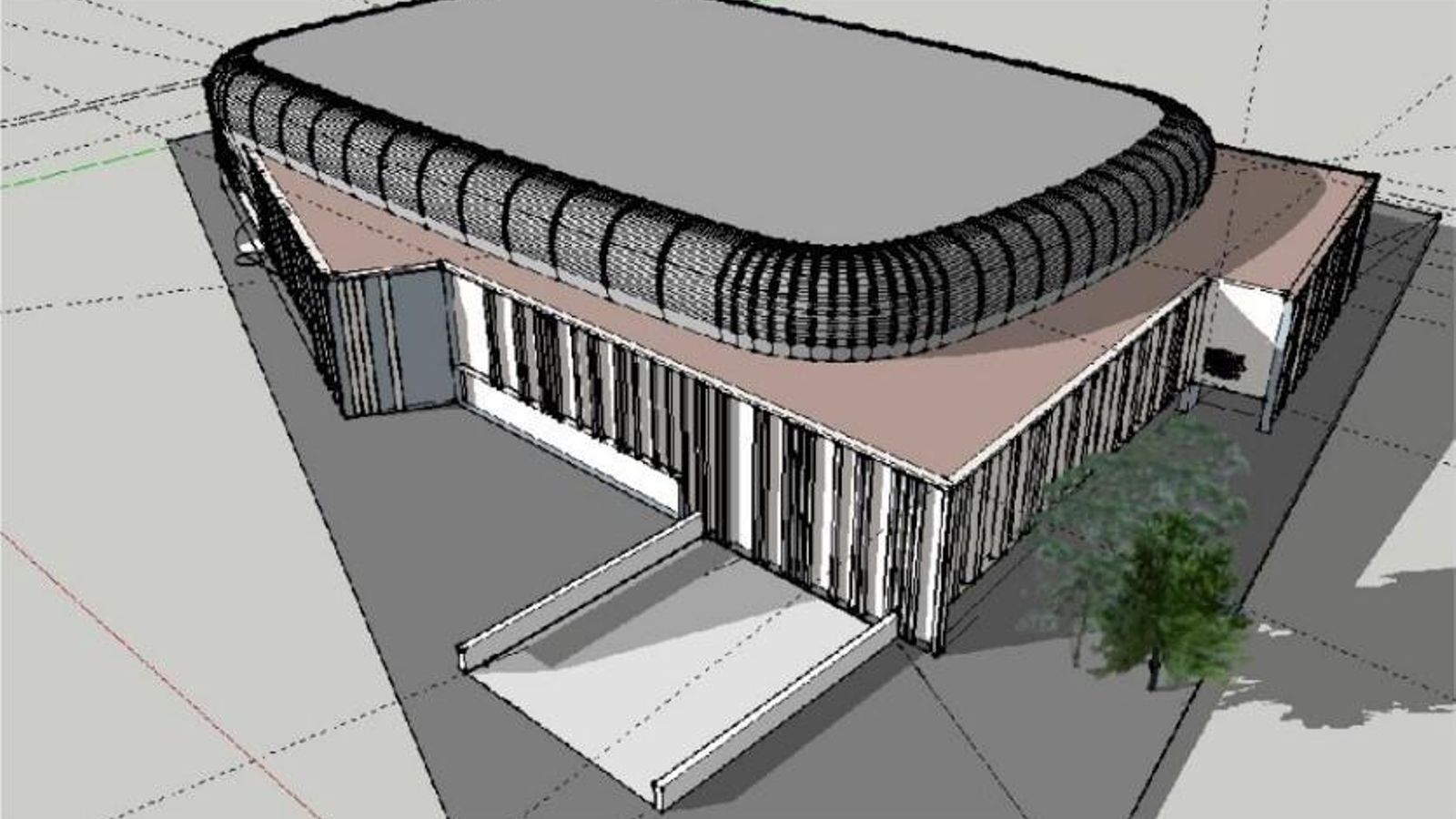 Infografía que da idea de cómo podría ser el futuro pabellón Portillo de Cádiz