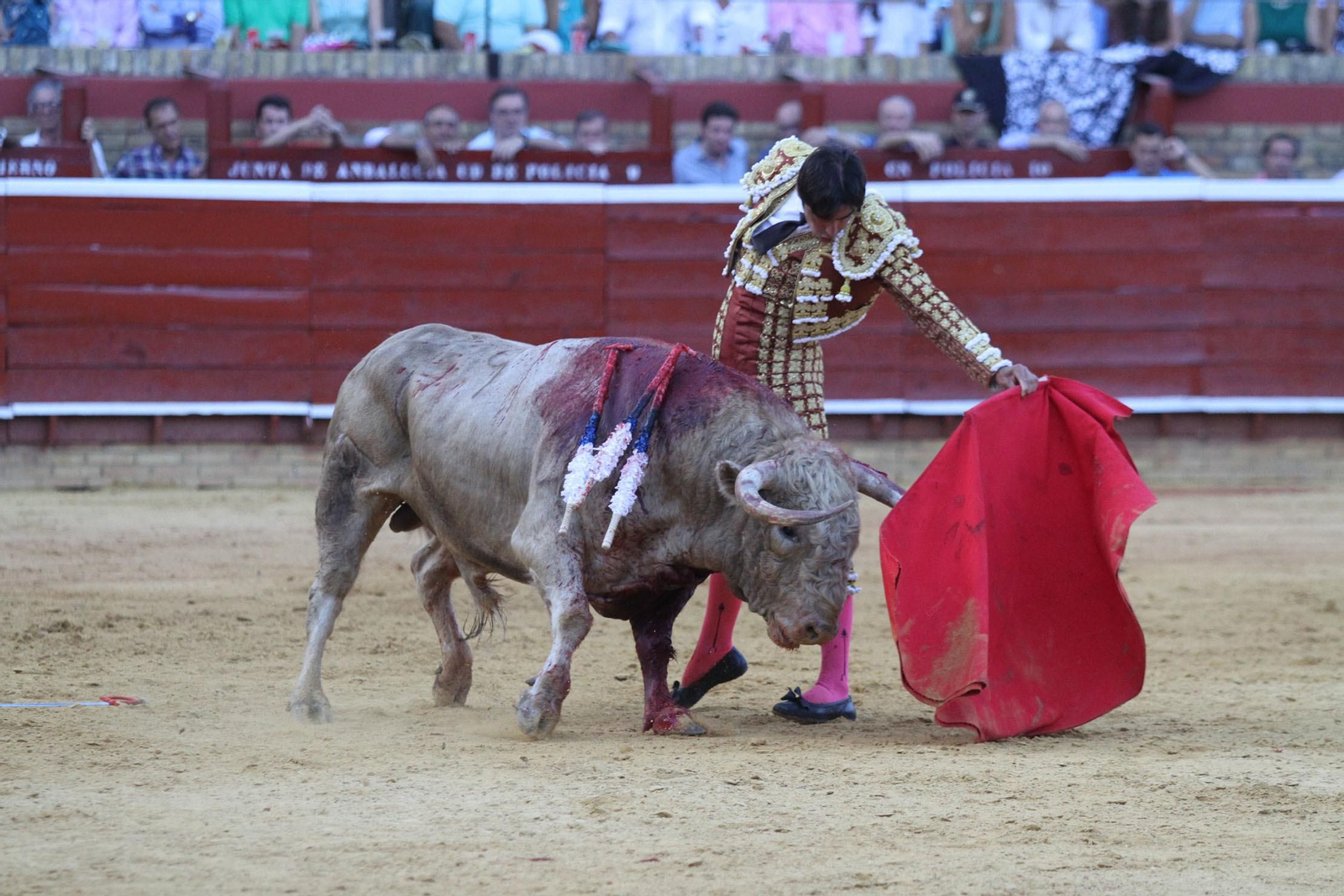 Imágenes de la faena de Miguel Angel Perera en el coso Onubense.