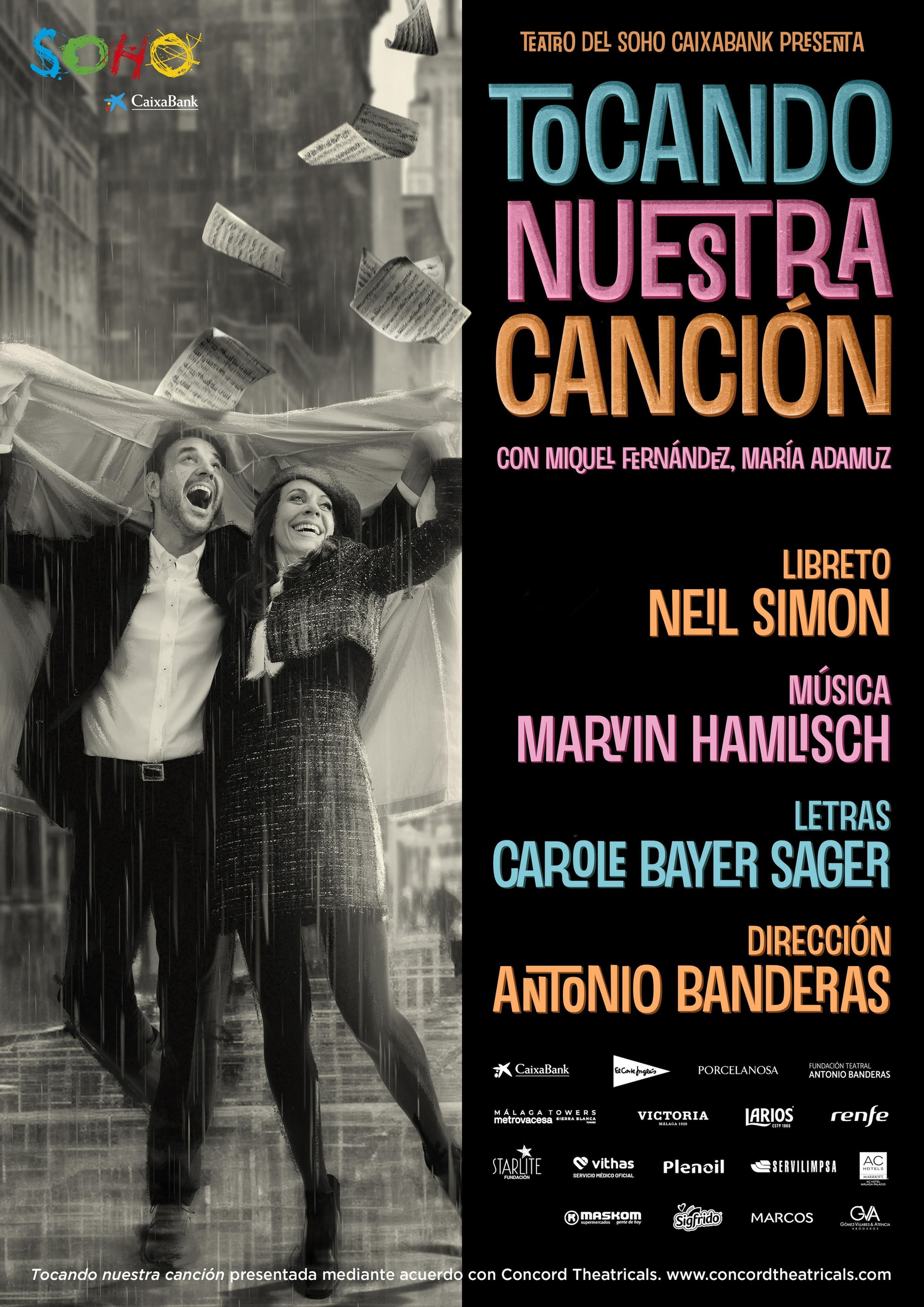Cartel del musical Tocando nuestra canción del Teatro del Soho CaixaBank.