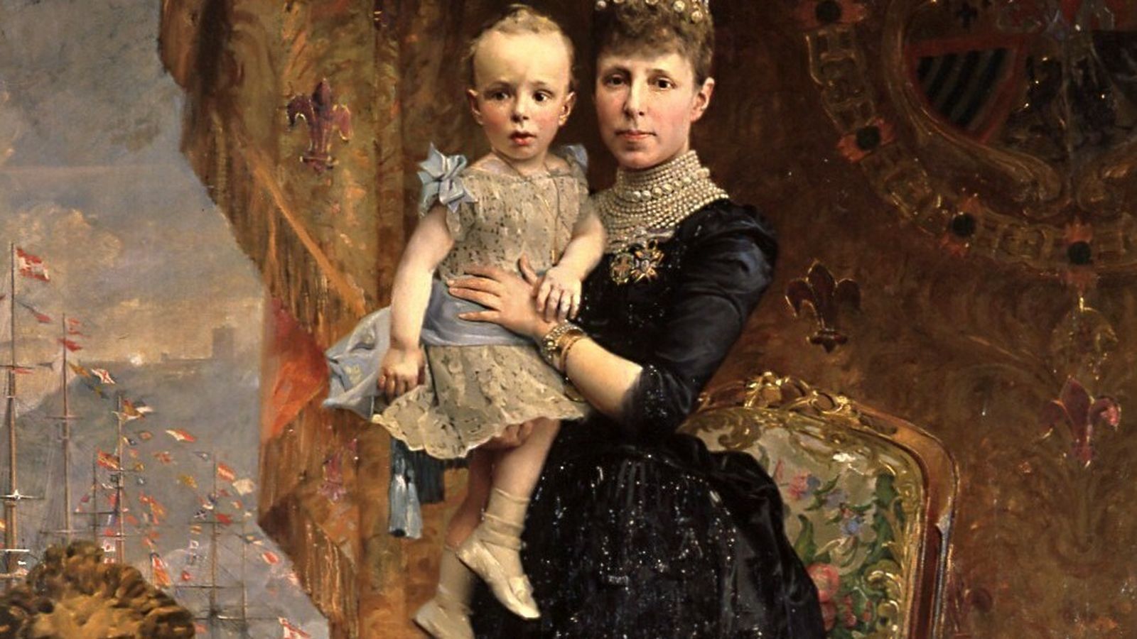 Maria Cristina y Alfonso XIII niño.
