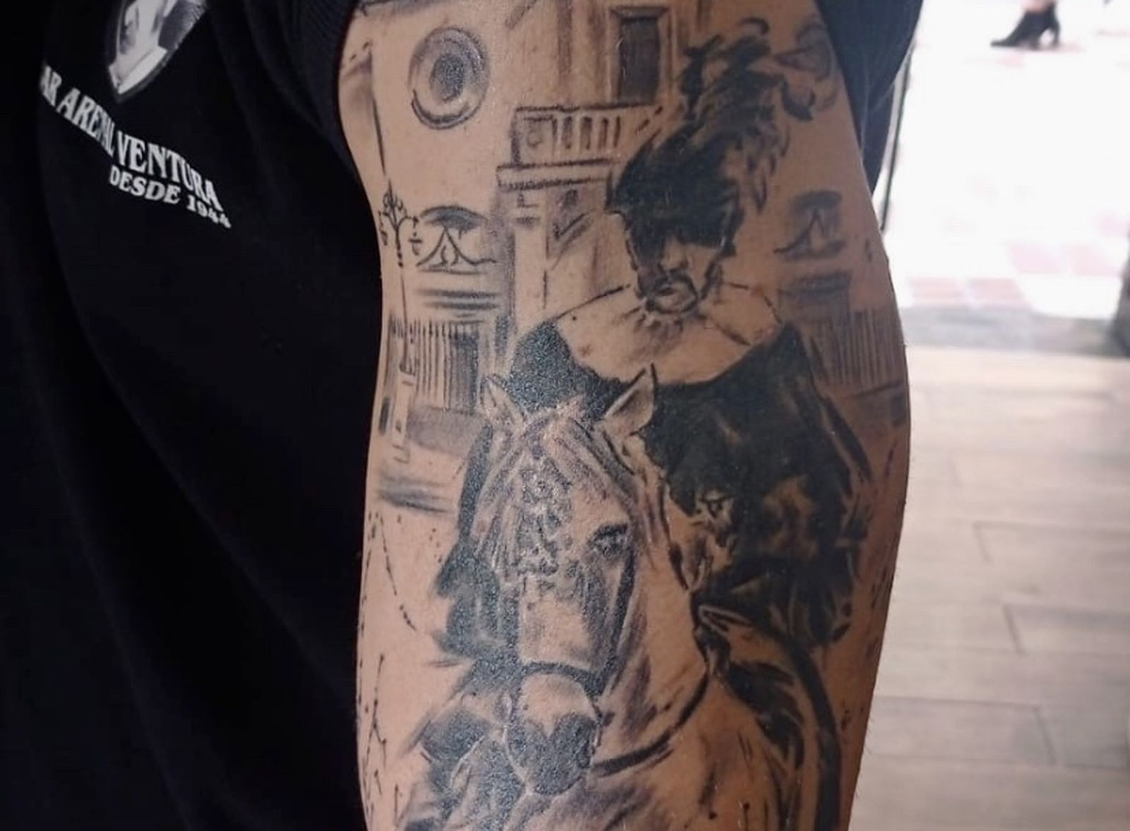 El tatuaje del hijo de Bienaventura Pérez Casquero en homenaje a su padre.