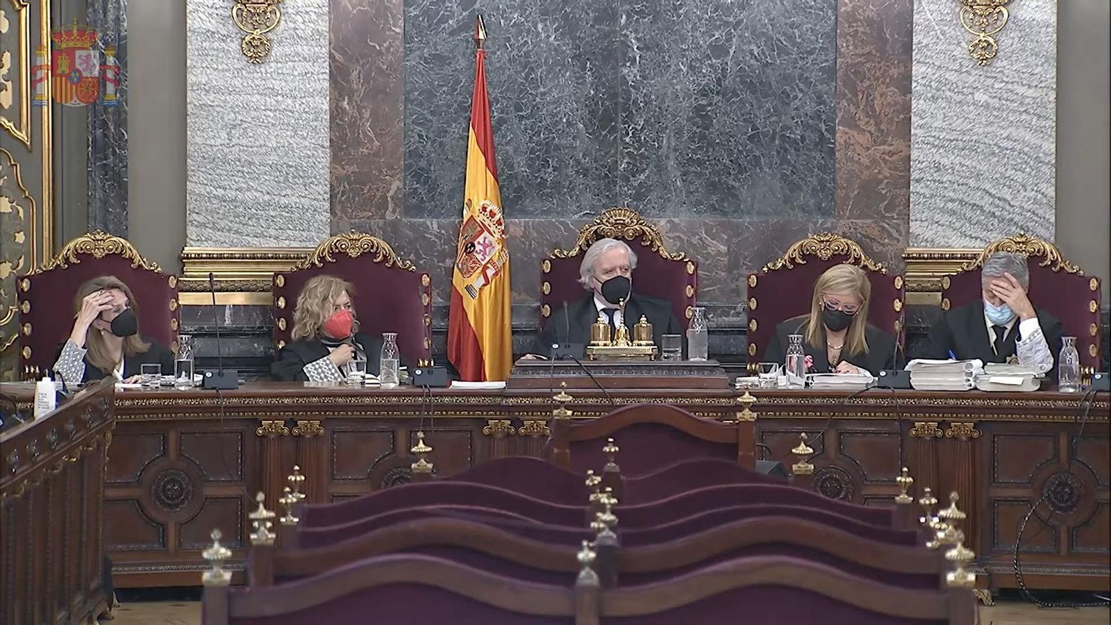 El tribunal que preside la vista de los recursos de los ERE. El tribunal que preside la vista de los recursos de los ERE.