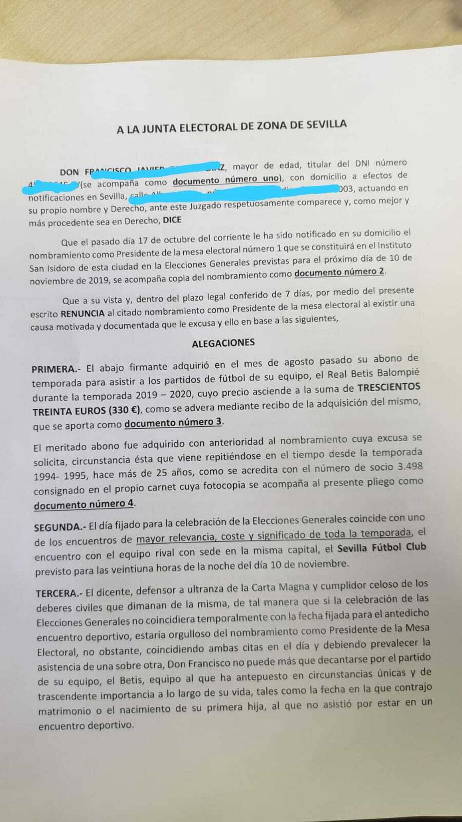 Parte primera del documento.