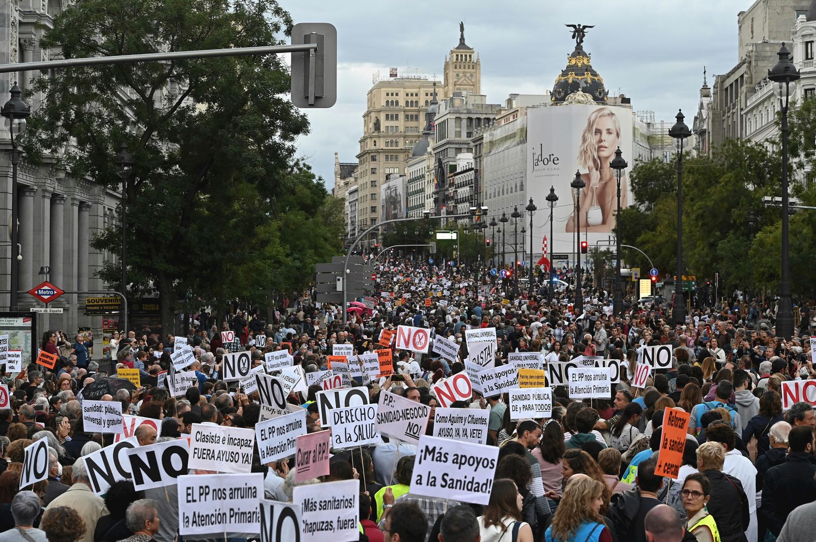 Protesta en defensa de la sanidad pública en Madrid.