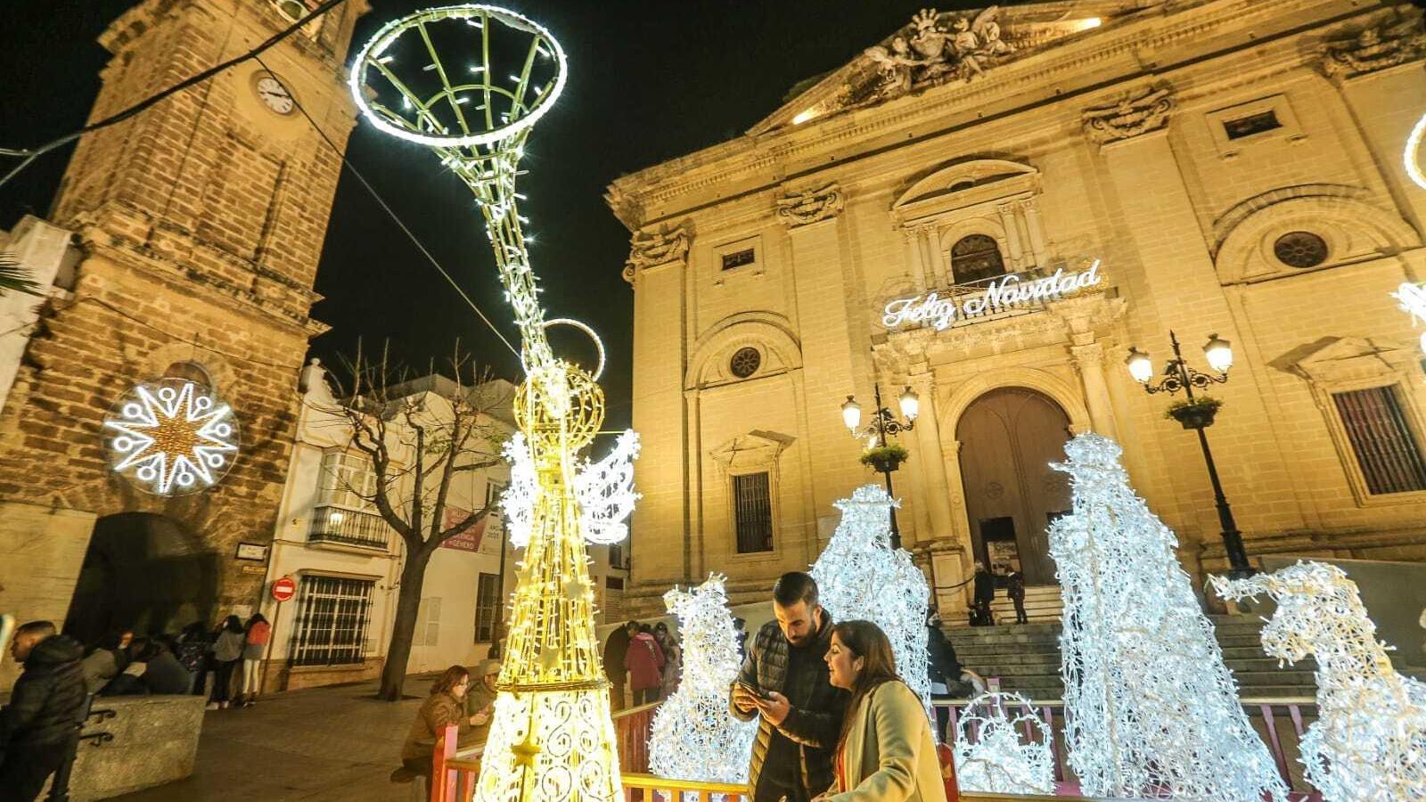 Parte de los adornos que decoran la Plaza Mayor.