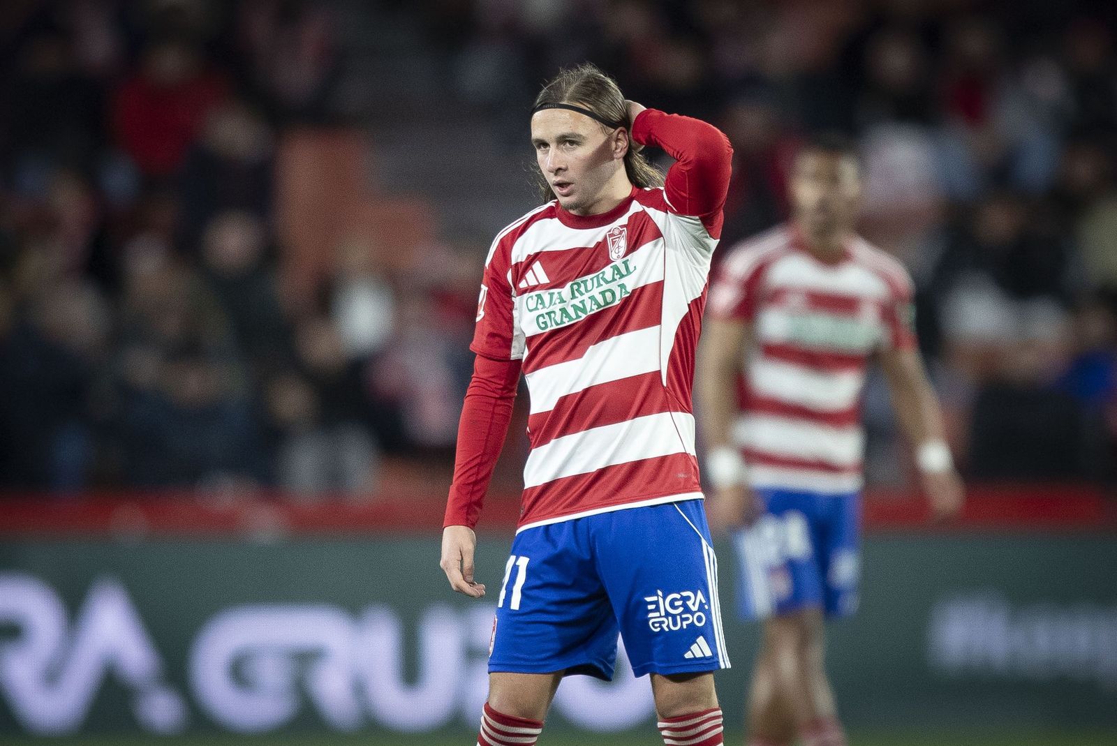 Izan durante el partido ante el Valladolid