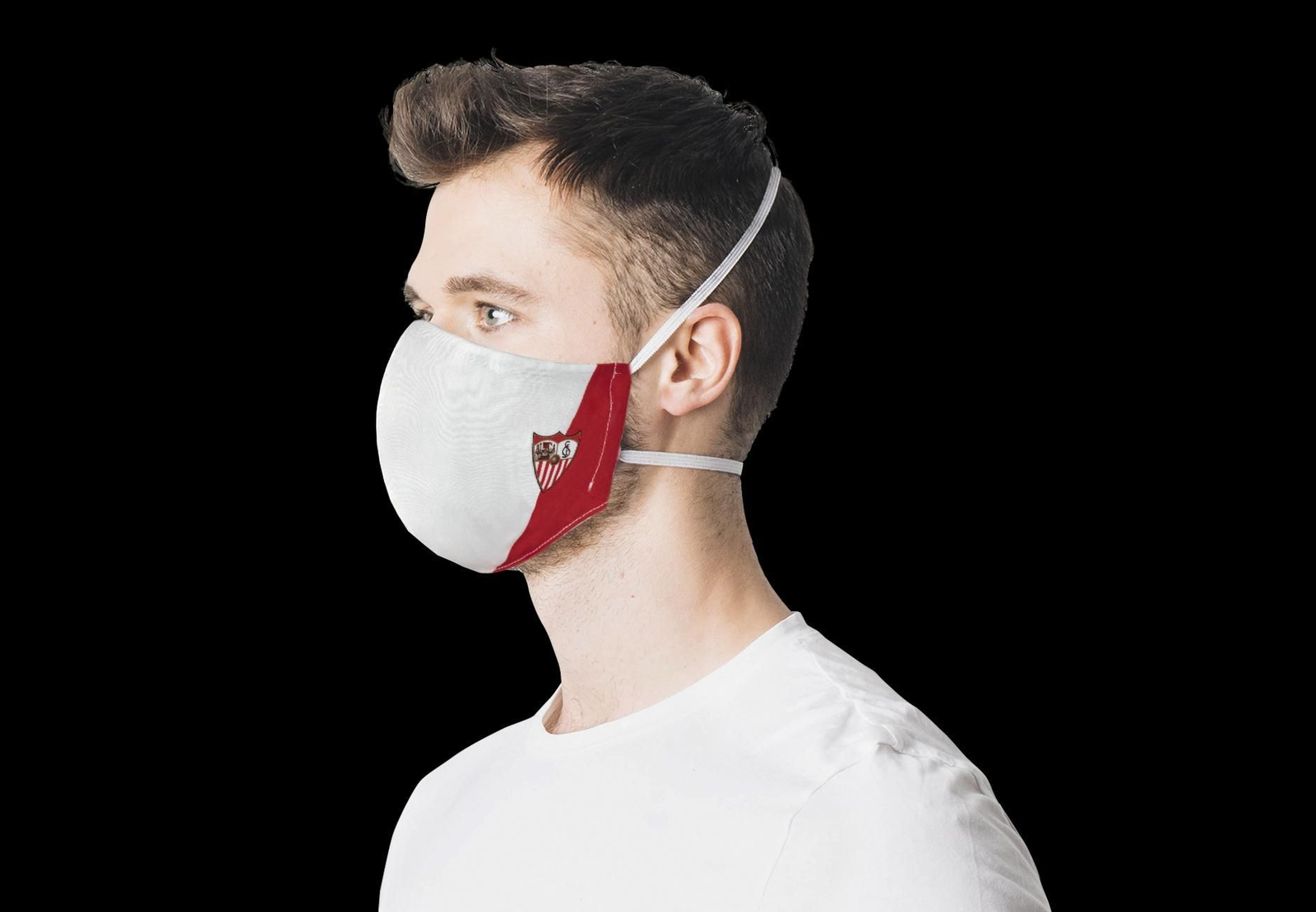 Uno de los diseños de las mascarillas del Sevilla FC.